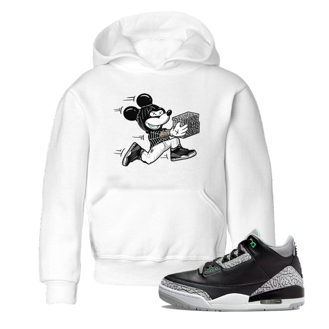 3s Green Glow shirt to match jordans Thief Mouse sneaker tees Air Jordan 3 Green Glow Drip Gear Zone baby toddler White 1 cotton Shirt