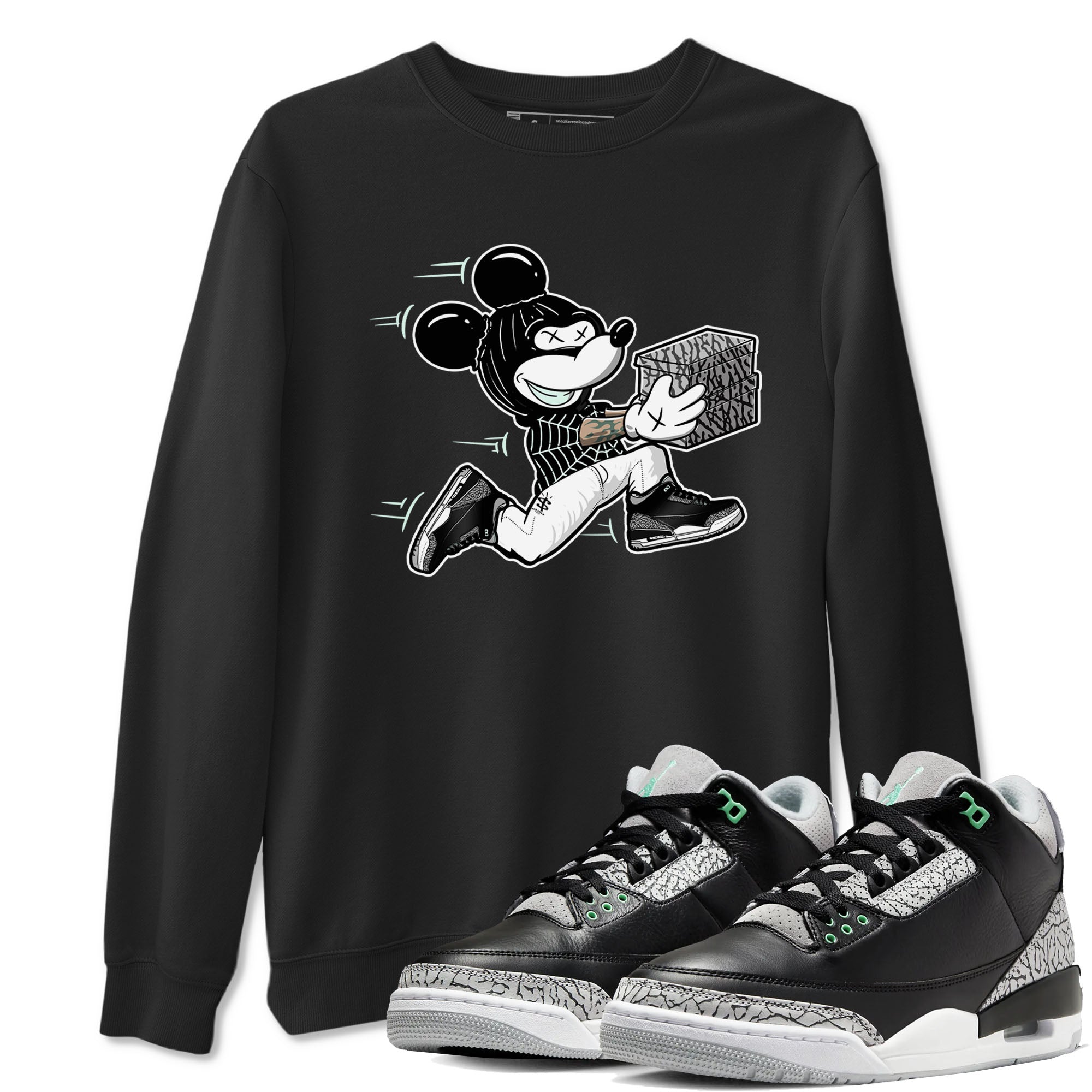 3s Green Glow shirt to match jordans Thief Mouse sneaker tees Air Jordan 3 Green Glow Drip Gear Zone unisex cotton Black 1 crew neck shirt