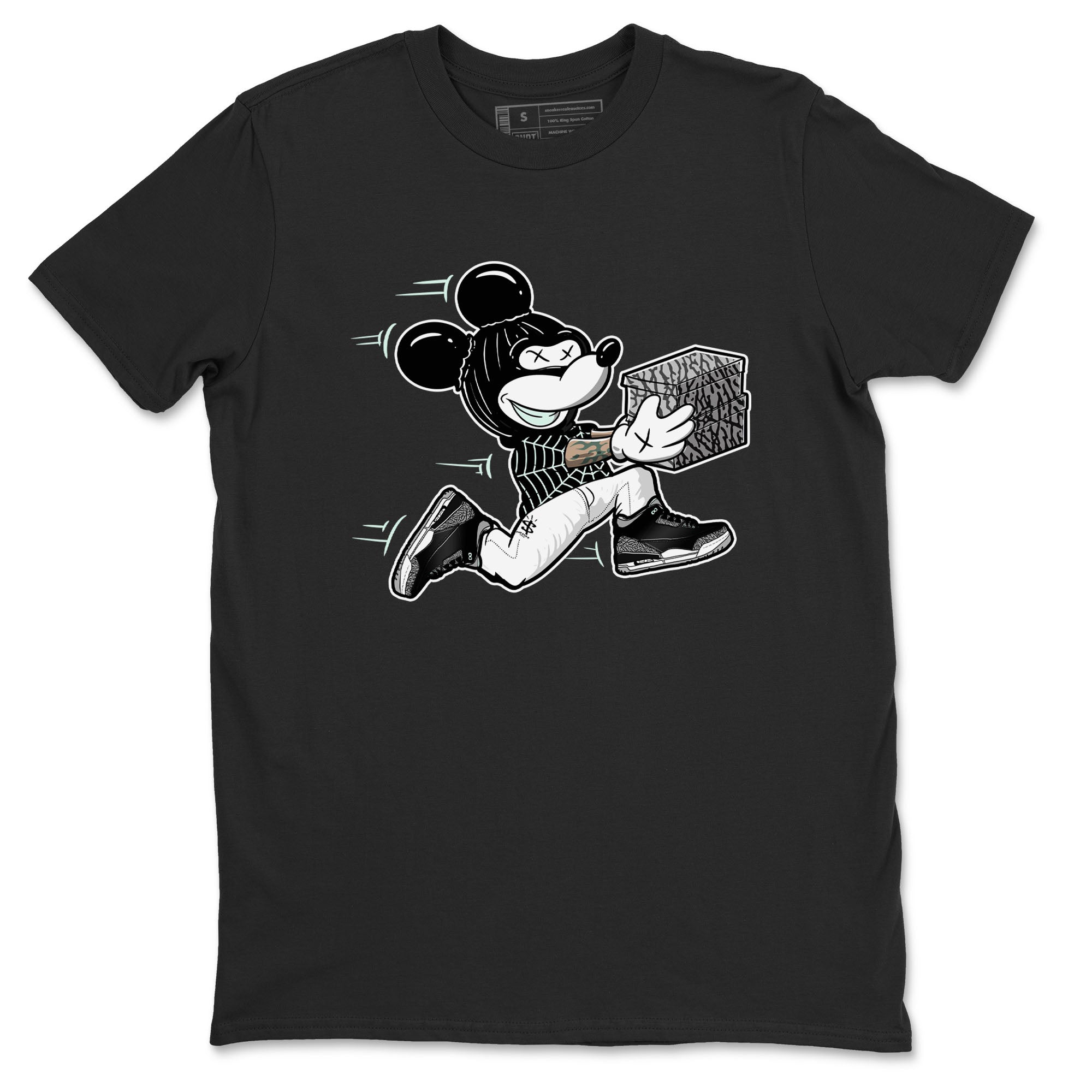 3s Green Glow shirt to match jordans Thief Mouse sneaker tees Air Jordan 3 Green Glow Drip Gear Zone unisex cotton Black 2 crew neck shirt