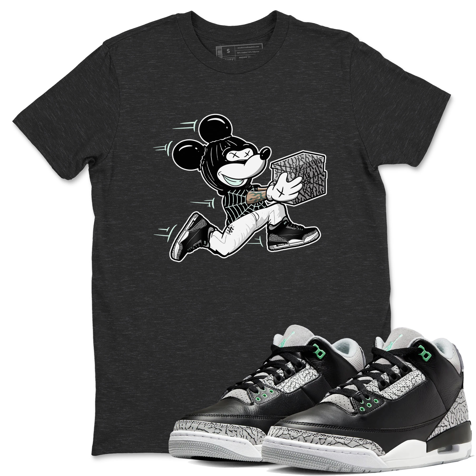 3s Green Glow shirt to match jordans Thief Mouse sneaker tees Air Jordan 3 Green Glow Drip Gear Zone unisex cotton Charcoal Heather 1 crew neck shirt