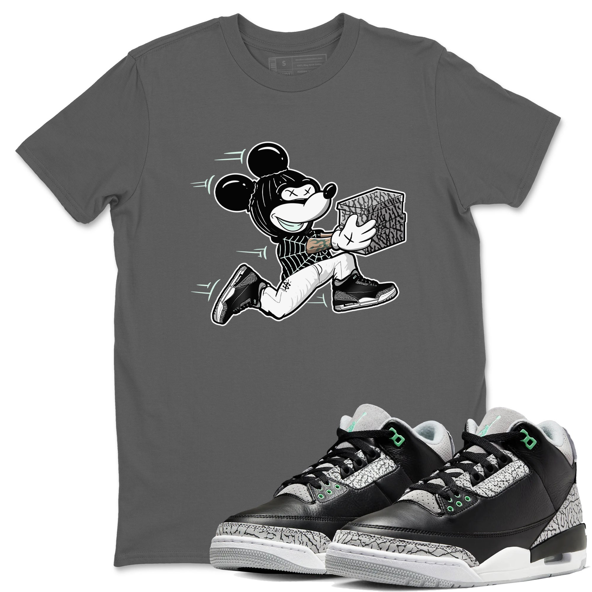 3s Green Glow shirt to match jordans Thief Mouse sneaker tees Air Jordan 3 Green Glow Drip Gear Zone unisex cotton Cool Grey 1 crew neck shirt