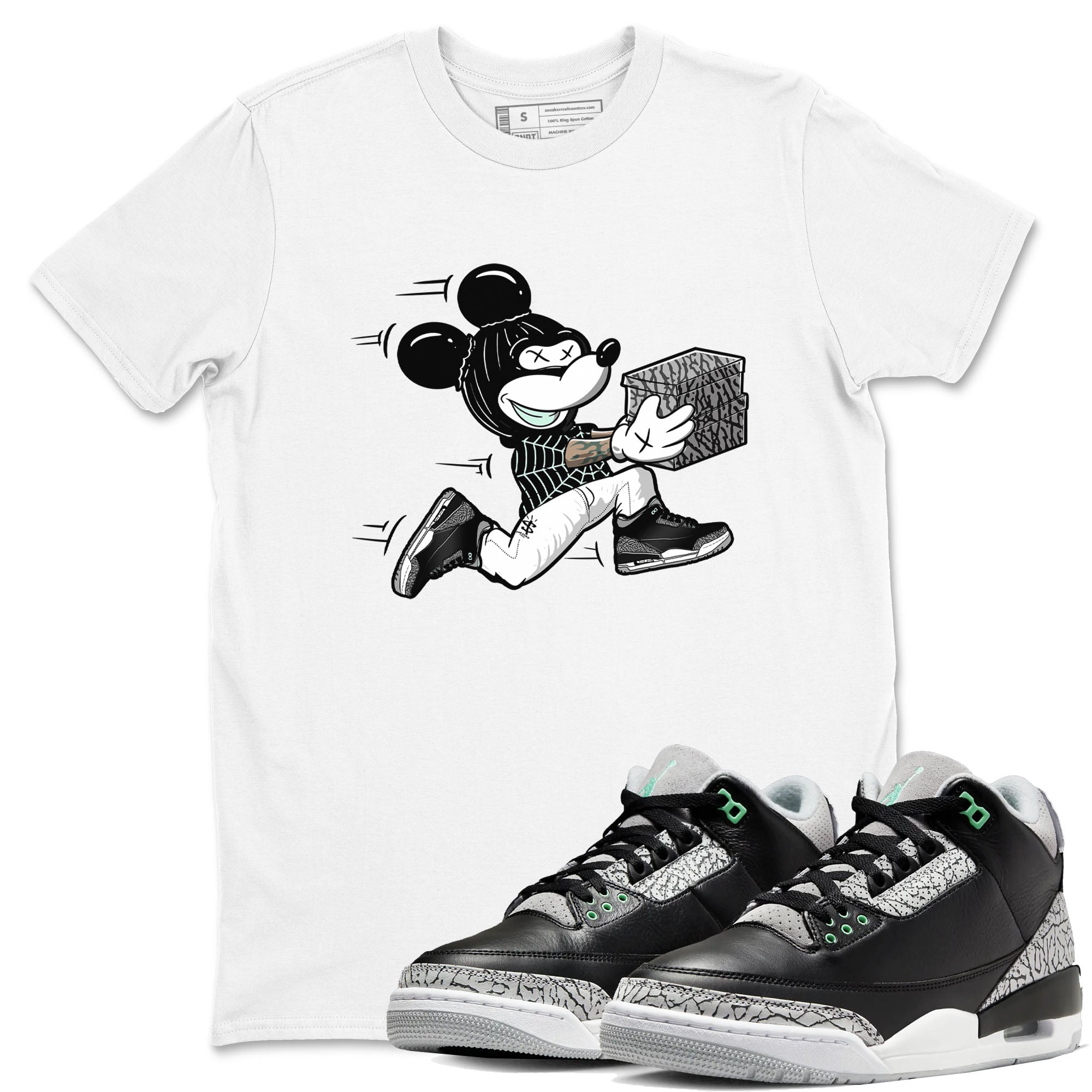 3s Green Glow shirt to match jordans Thief Mouse sneaker tees Air Jordan 3 Green Glow Drip Gear Zone unisex cotton White 1 crew neck shirt
