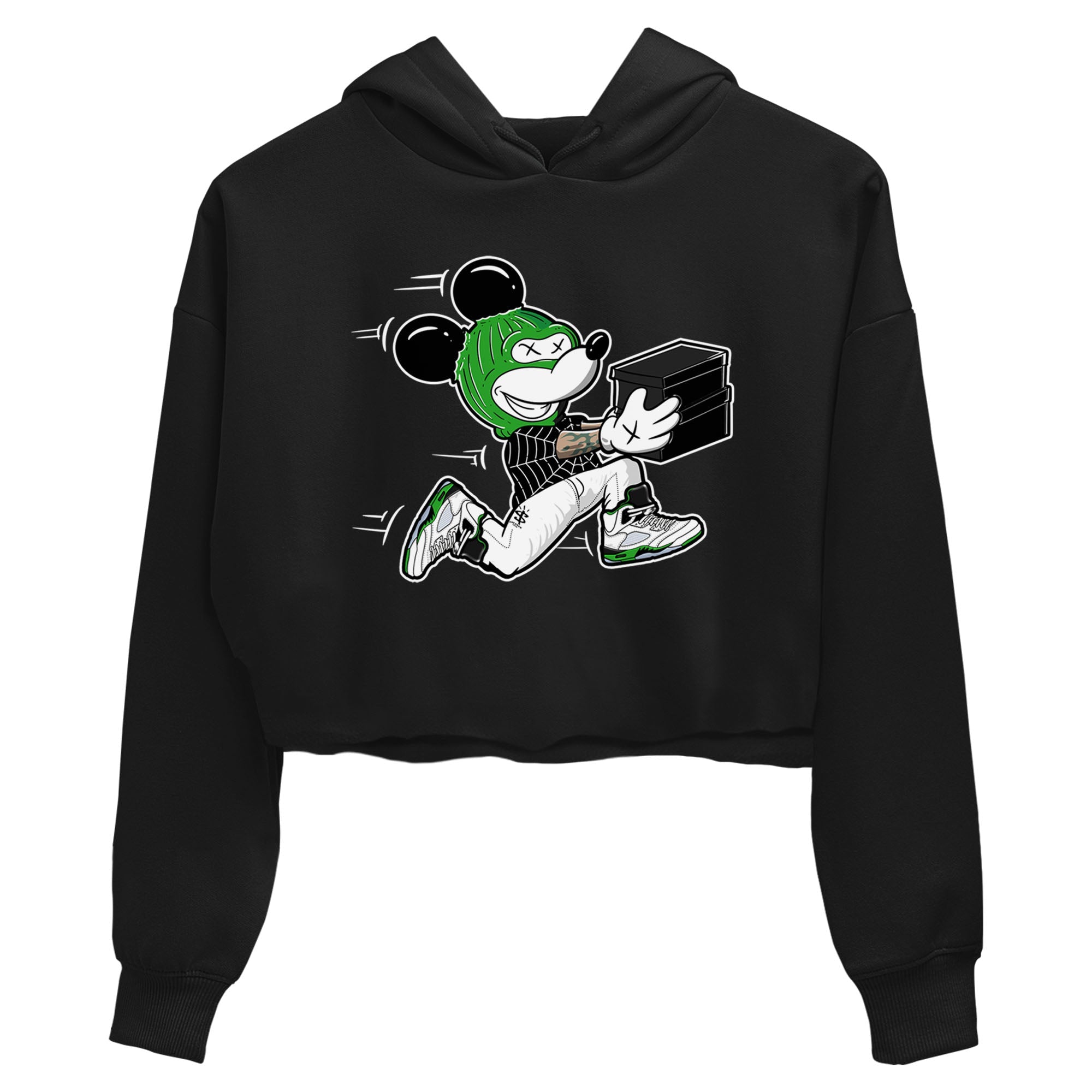 5s Lucky Green shirt to match jordans Thief Mouse sneaker tees Air Jordan 5 Lucky Green Drip Gear Zone Streetwear Black 2 crop length shirt