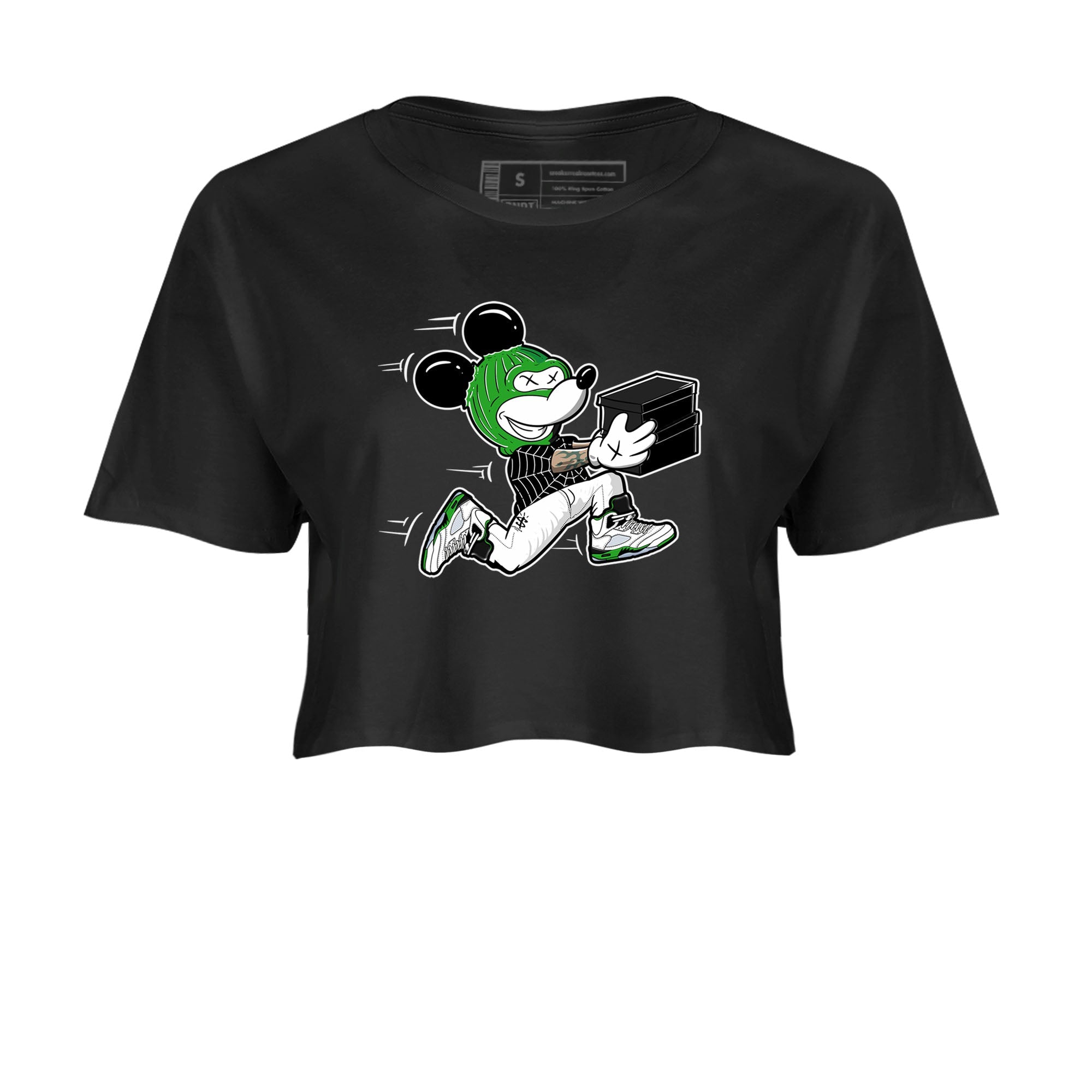 5s Lucky Green shirt to match jordans Thief Mouse sneaker tees Air Jordan 5 Lucky Green Drip Gear Zone Streetwear Black 2 crop length shirt