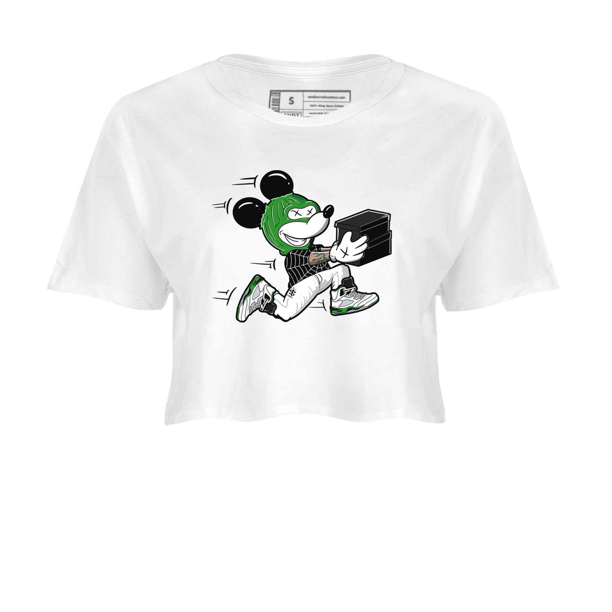 5s Lucky Green shirt to match jordans Thief Mouse sneaker tees Air Jordan 5 Lucky Green Drip Gear Zone Streetwear White 2 crop length shirt