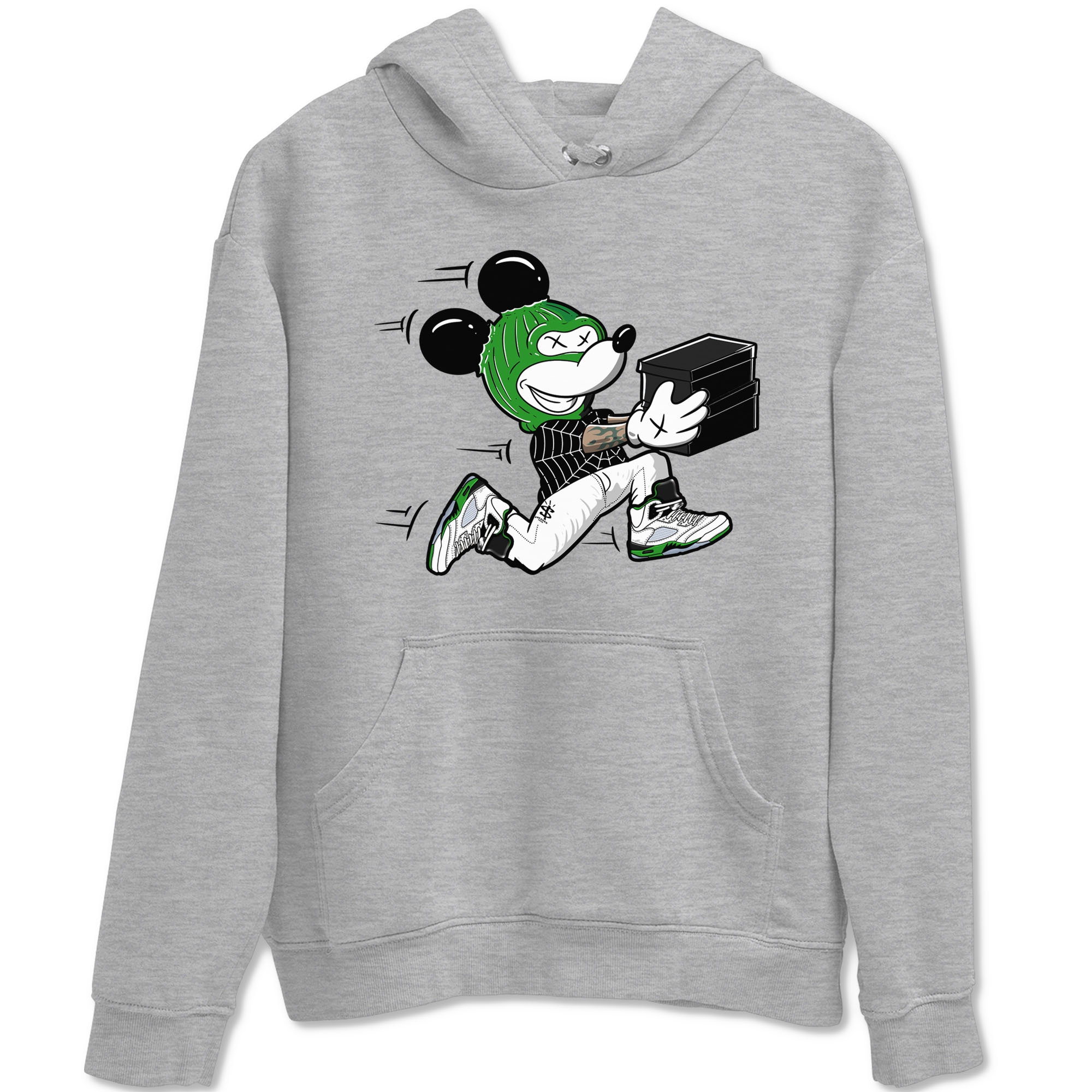 5s Lucky Green shirt to match jordans Thief Mouse sneaker tees Air Jordan 5 Lucky Green Drip Gear Zone Streetwear unisex cotton Heather Grey 2 crew neck shirt