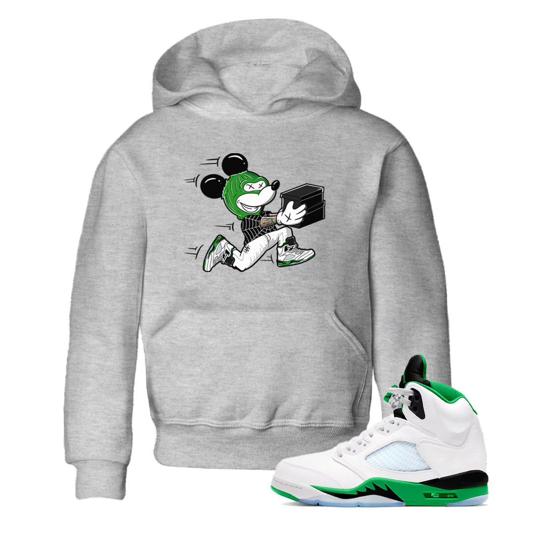 5s Lucky Green shirt to match jordans Thief Mouse sneaker tees Air Jordan 5 Lucky Green Drip Gear Zone Streetwear baby toddler Heather Grey 1 cotton Shirt