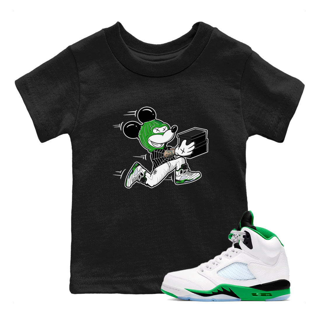 5s Lucky Green shirt to match jordans Thief Mouse sneaker tees Air Jordan 5 Lucky Green Drip Gear Zone Streetwear baby toddler Black 1 cotton Shirt