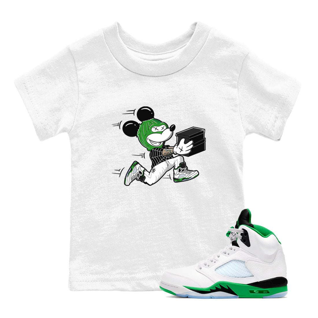 5s Lucky Green shirt to match jordans Thief Mouse sneaker tees Air Jordan 5 Lucky Green Drip Gear Zone Streetwear baby toddler White 1 cotton Shirt