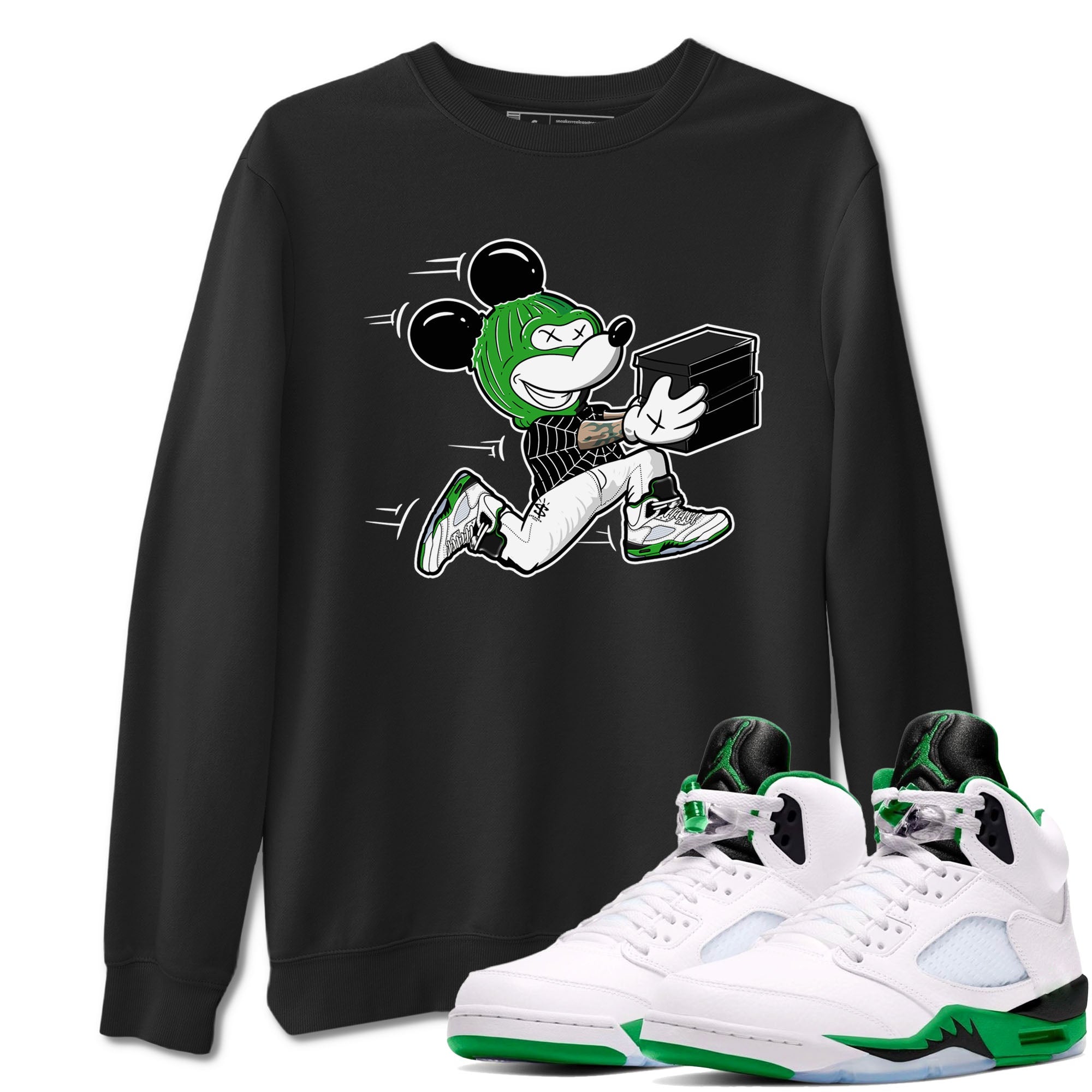 5s Lucky Green shirt to match jordans Thief Mouse sneaker tees Air Jordan 5 Lucky Green Drip Gear Zone Streetwear unisex cotton Black 1 crew neck shirt