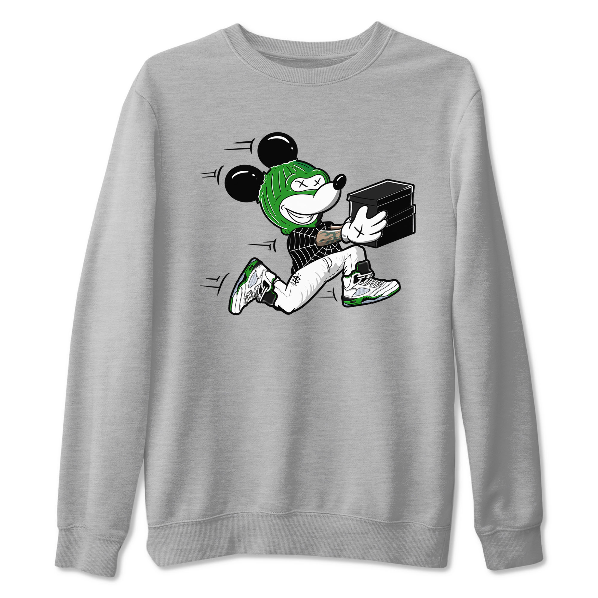 5s Lucky Green shirt to match jordans Thief Mouse sneaker tees Air Jordan 5 Lucky Green Drip Gear Zone Streetwear unisex cotton Heather Grey 2 crew neck shirt