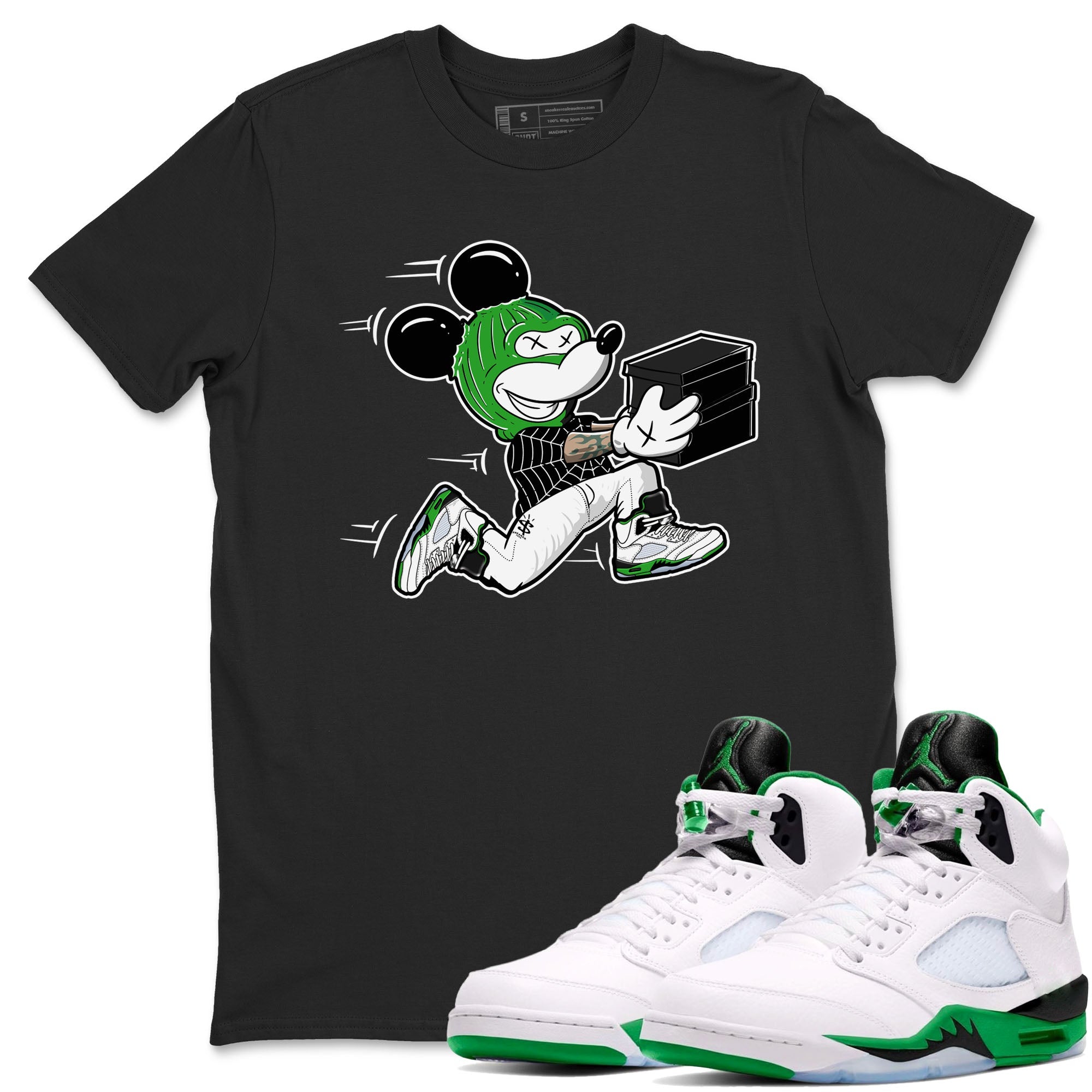 5s Lucky Green shirt to match jordans Thief Mouse sneaker tees Air Jordan 5 Lucky Green Drip Gear Zone Streetwear unisex cotton Black 1 crew neck shirt