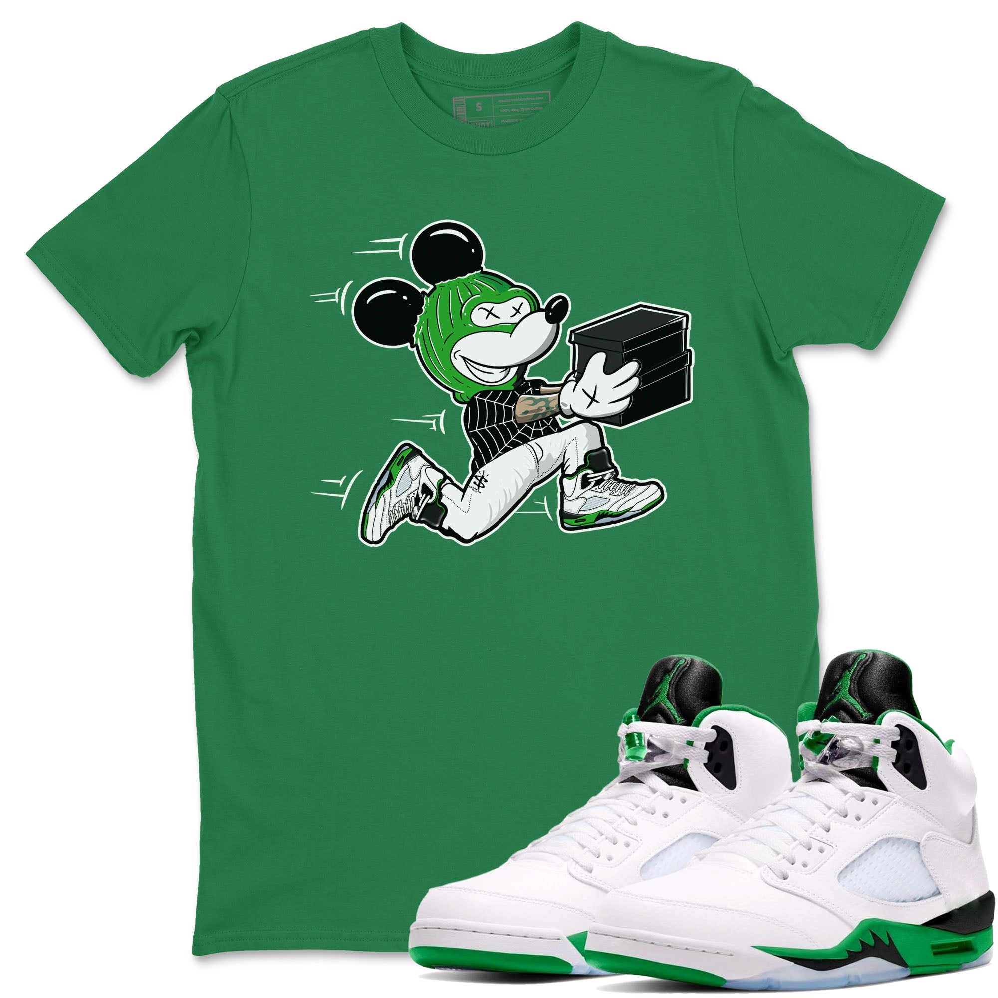 5s Lucky Green shirt to match jordans Thief Mouse sneaker tees Air Jordan 5 Lucky Green Drip Gear Zone Streetwear unisex cotton Kelly Green 1 crew neck shirt