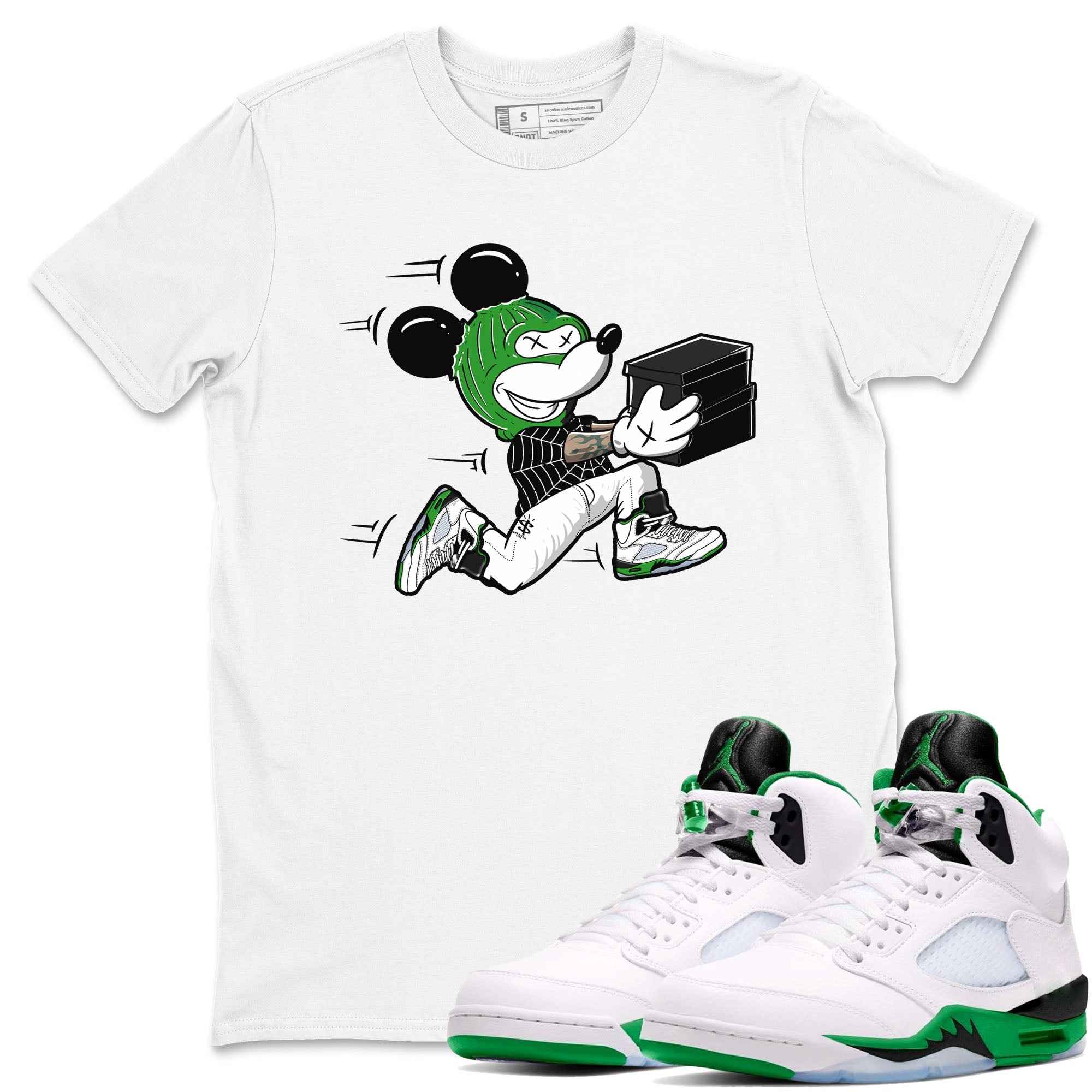 5s Lucky Green shirt to match jordans Thief Mouse sneaker tees Air Jordan 5 Lucky Green Drip Gear Zone Streetwear unisex cotton White 1 crew neck shirt