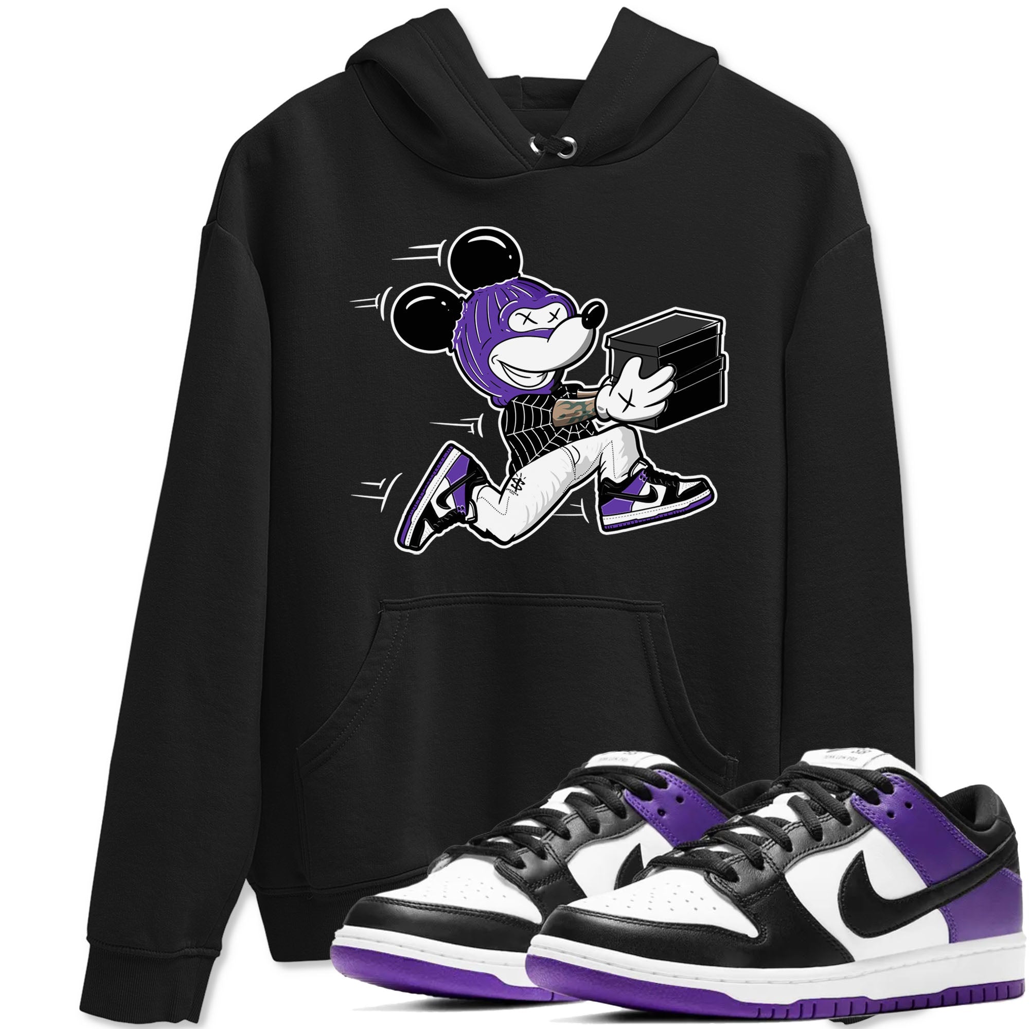 Nike SB Dunk Low Court Purple Shirt To Match Jordans Thief Mouse Streetwear Fashion Dunk Low Court Purple Drip Gear Zone unisex crew neck t-shirt Black 1 crew neck shirt