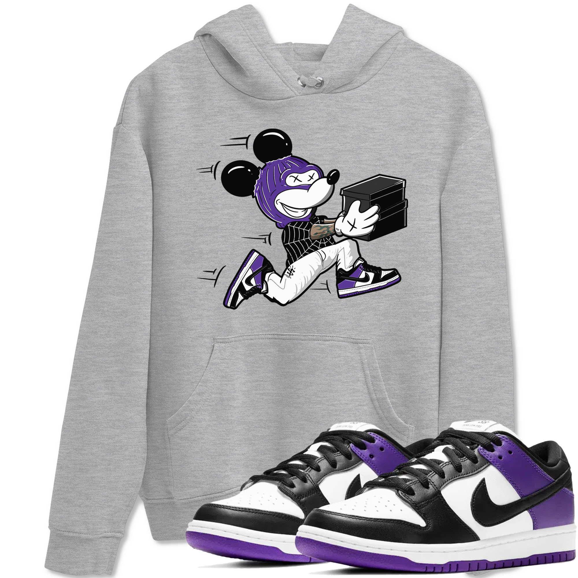 Nike SB Dunk Low Court Purple Shirt To Match Jordans Thief Mouse Streetwear Fashion Dunk Low Court Purple Drip Gear Zone unisex crew neck t-shirt Heather Grey 1 crew neck shirt