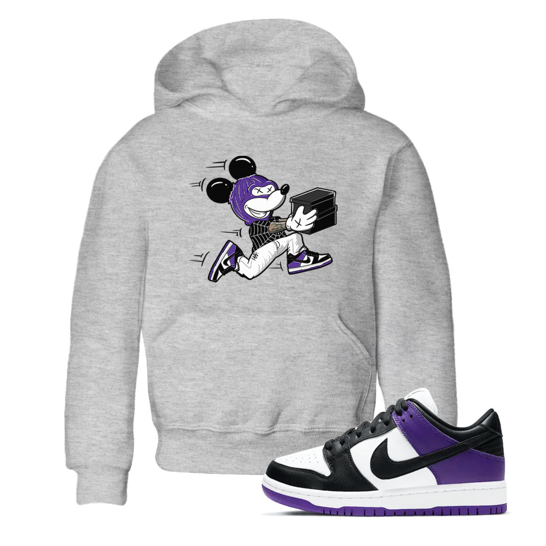 Nike SB Dunk Low Court Purple Shirt To Match Jordans Thief Mouse Streetwear Fashion Dunk Low Court Purple Drip Gear Zone baby toddler Heather Grey 1 cotton Shirt