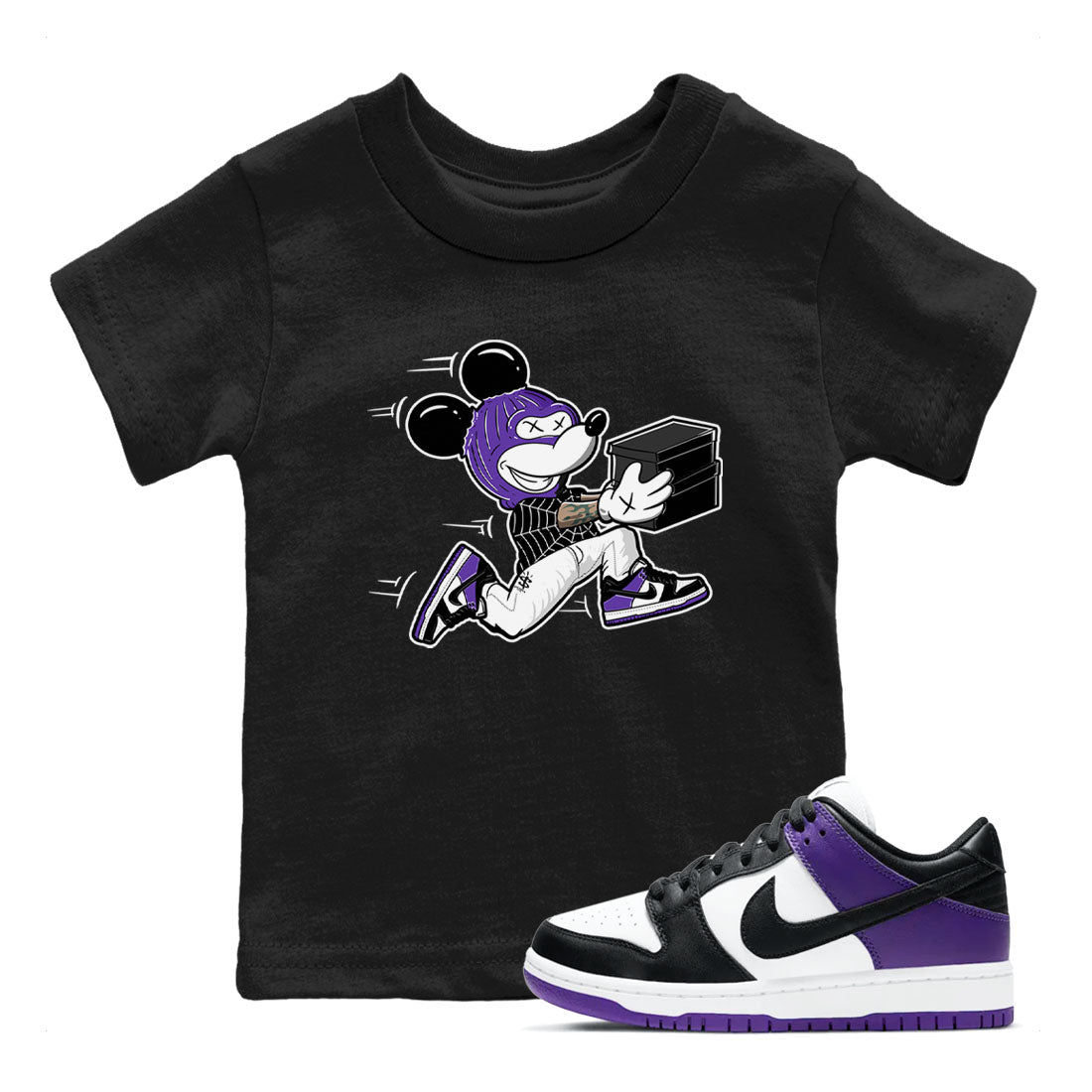 Nike SB Dunk Low Court Purple Shirt To Match Jordans Thief Mouse Streetwear Fashion Dunk Low Court Purple Drip Gear Zone baby toddler Black 1 cotton Shirt