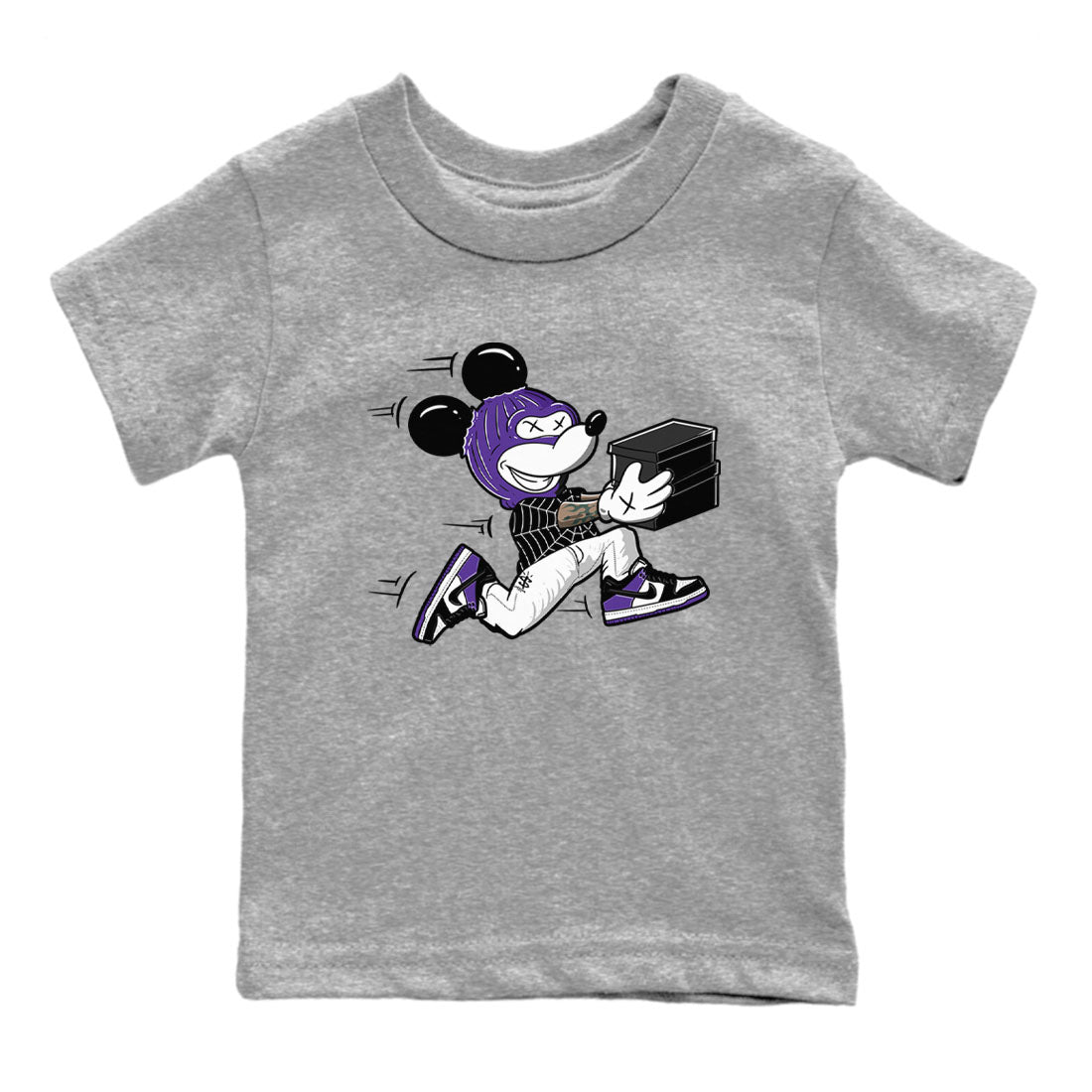Nike SB Dunk Low Court Purple Shirt To Match Jordans Thief Mouse Streetwear Fashion Dunk Low Court Purple Drip Gear Zone baby toddler Heather Grey 2 cotton Shirt