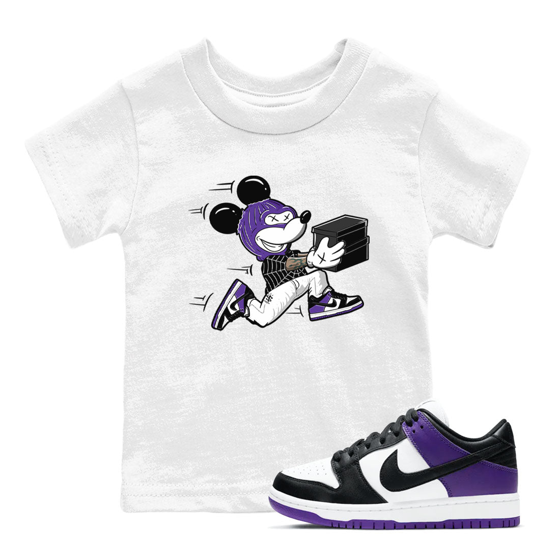 Nike SB Dunk Low Court Purple Shirt To Match Jordans Thief Mouse Streetwear Fashion Dunk Low Court Purple Drip Gear Zone baby toddler White 1 cotton Shirt