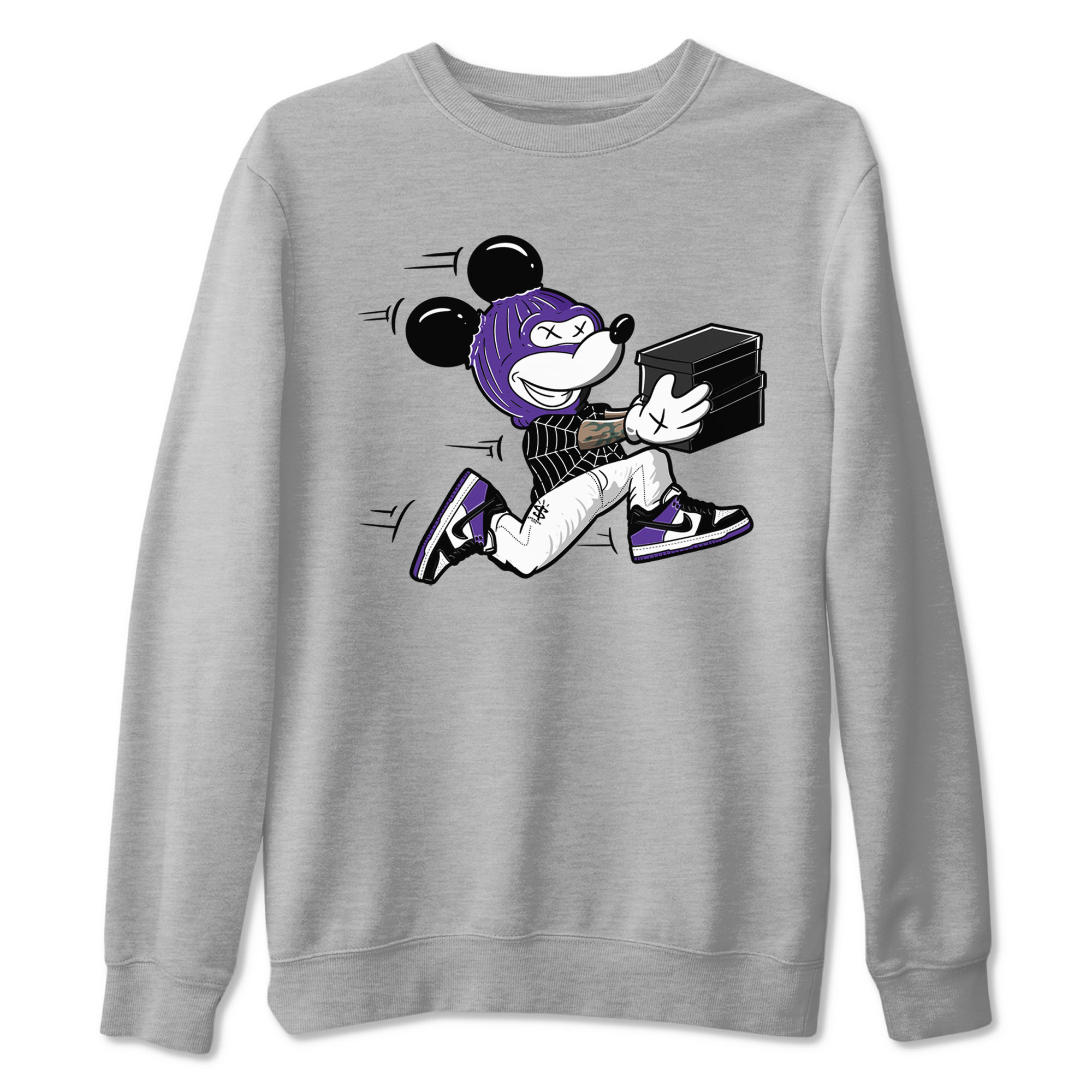 Nike SB Dunk Low Court Purple Shirt To Match Jordans Thief Mouse Streetwear Fashion Dunk Low Court Purple Drip Gear Zone unisex crew neck t-shirt Heather Grey 2 crew neck shirt