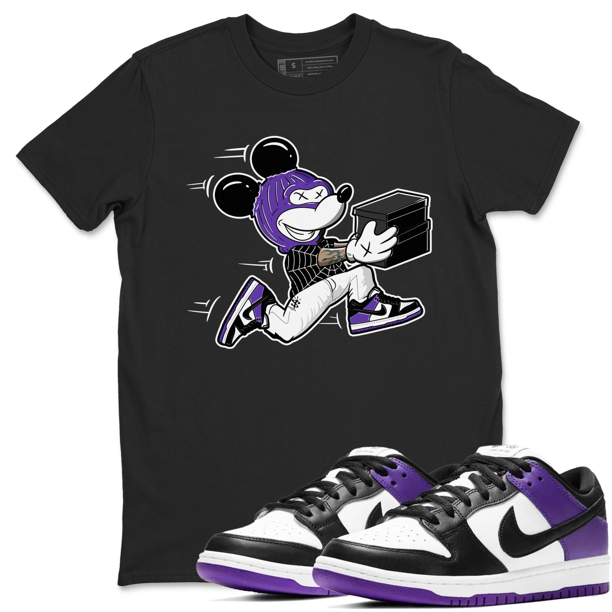 Nike SB Dunk Low Court Purple Shirt To Match Jordans Thief Mouse Streetwear Fashion Dunk Low Court Purple Drip Gear Zone unisex crew neck t-shirt Black 1 crew neck shirt