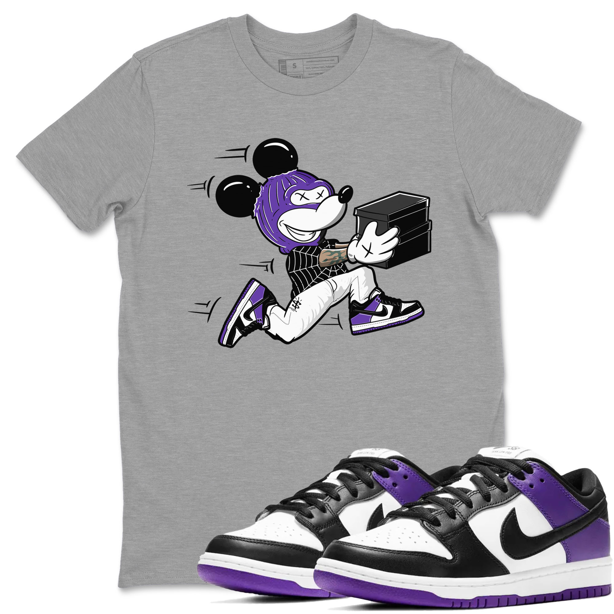 Nike SB Dunk Low Court Purple Shirt To Match Jordans Thief Mouse Streetwear Fashion Dunk Low Court Purple Drip Gear Zone unisex crew neck t-shirt Heather Grey 1 crew neck shirt