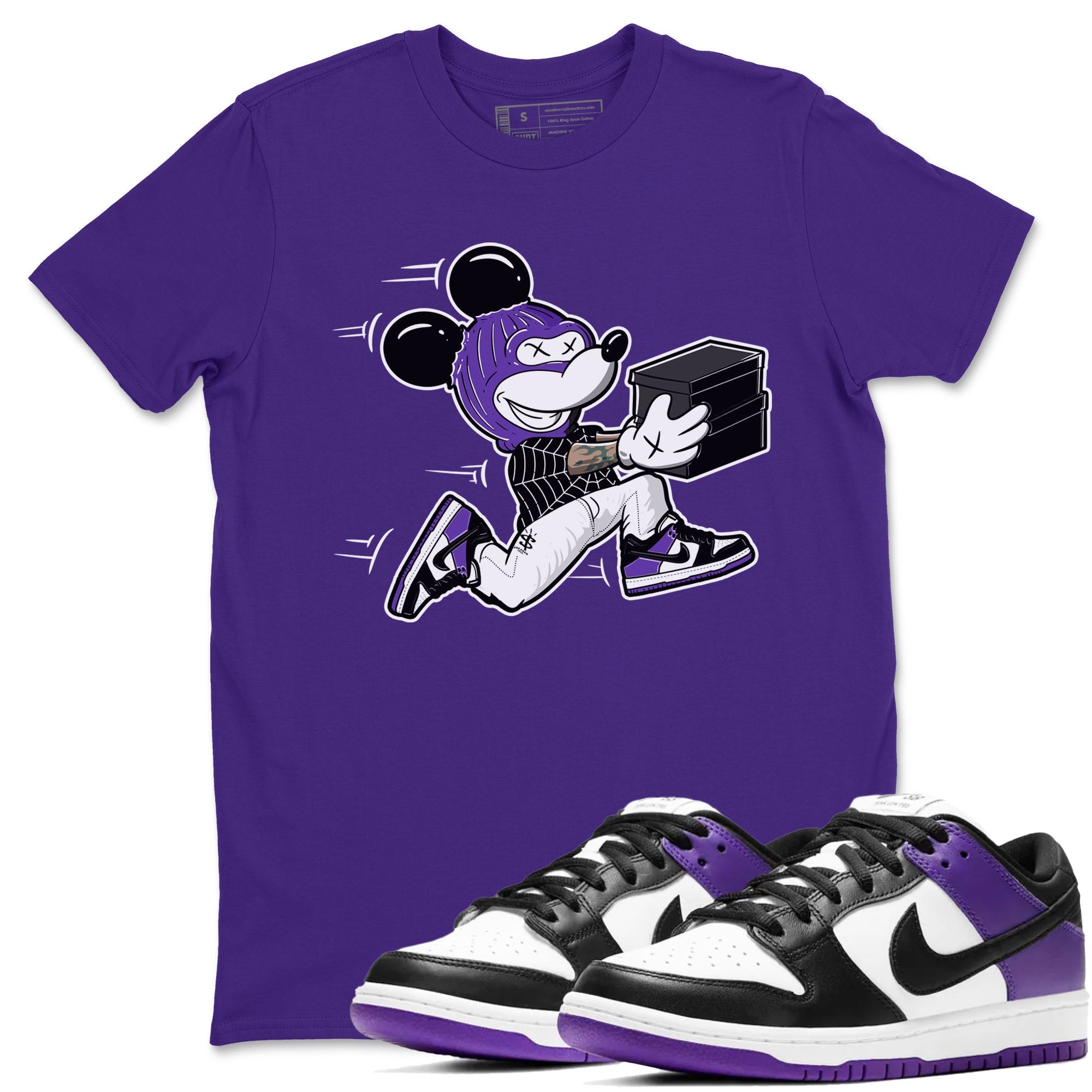 Nike SB Dunk Low Court Purple Shirt To Match Jordans Thief Mouse Streetwear Fashion Dunk Low Court Purple Drip Gear Zone unisex crew neck t-shirt Purple 1 crew neck shirt