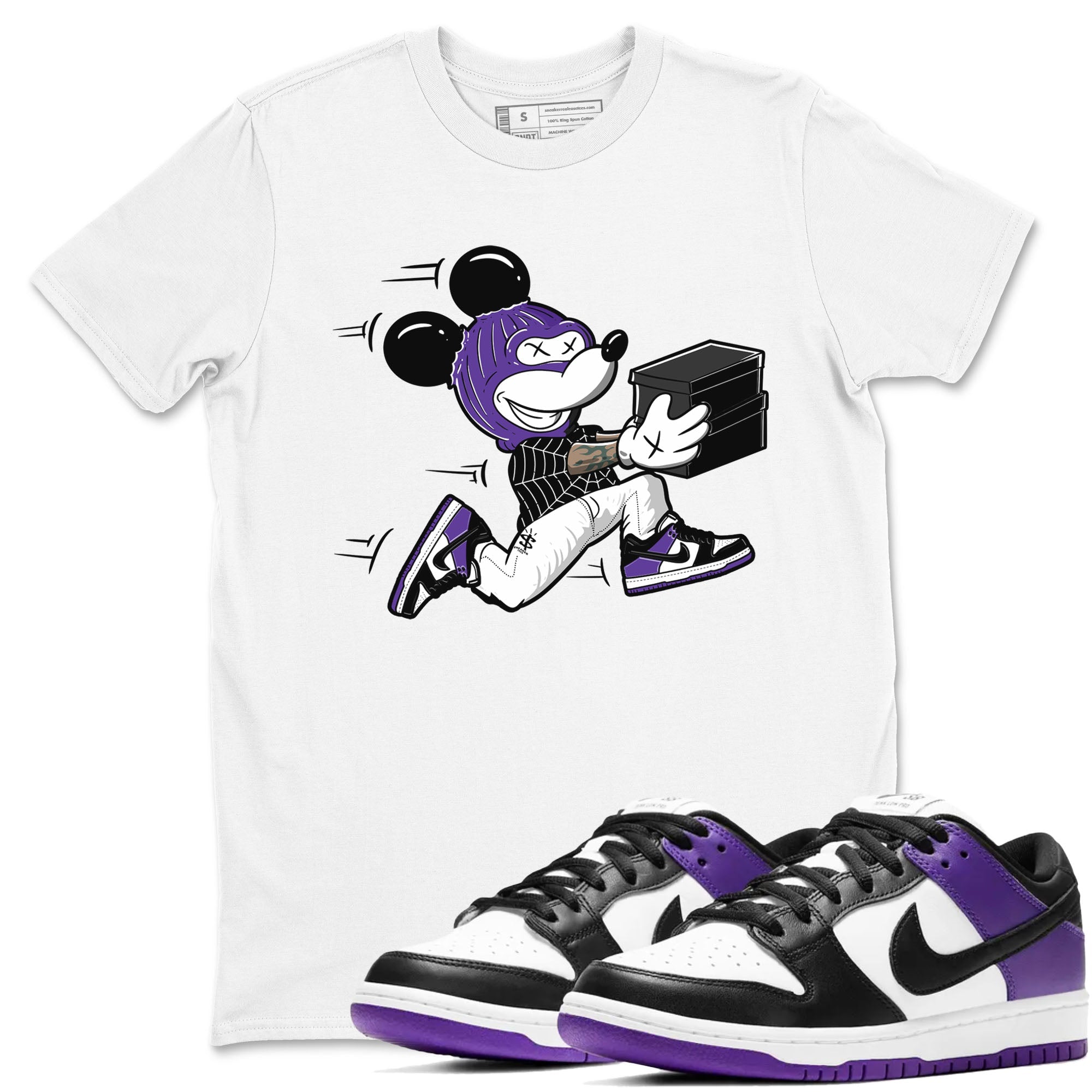 Nike SB Dunk Low Court Purple Shirt To Match Jordans Thief Mouse Streetwear Fashion Dunk Low Court Purple Drip Gear Zone unisex crew neck t-shirt White 1 crew neck shirt