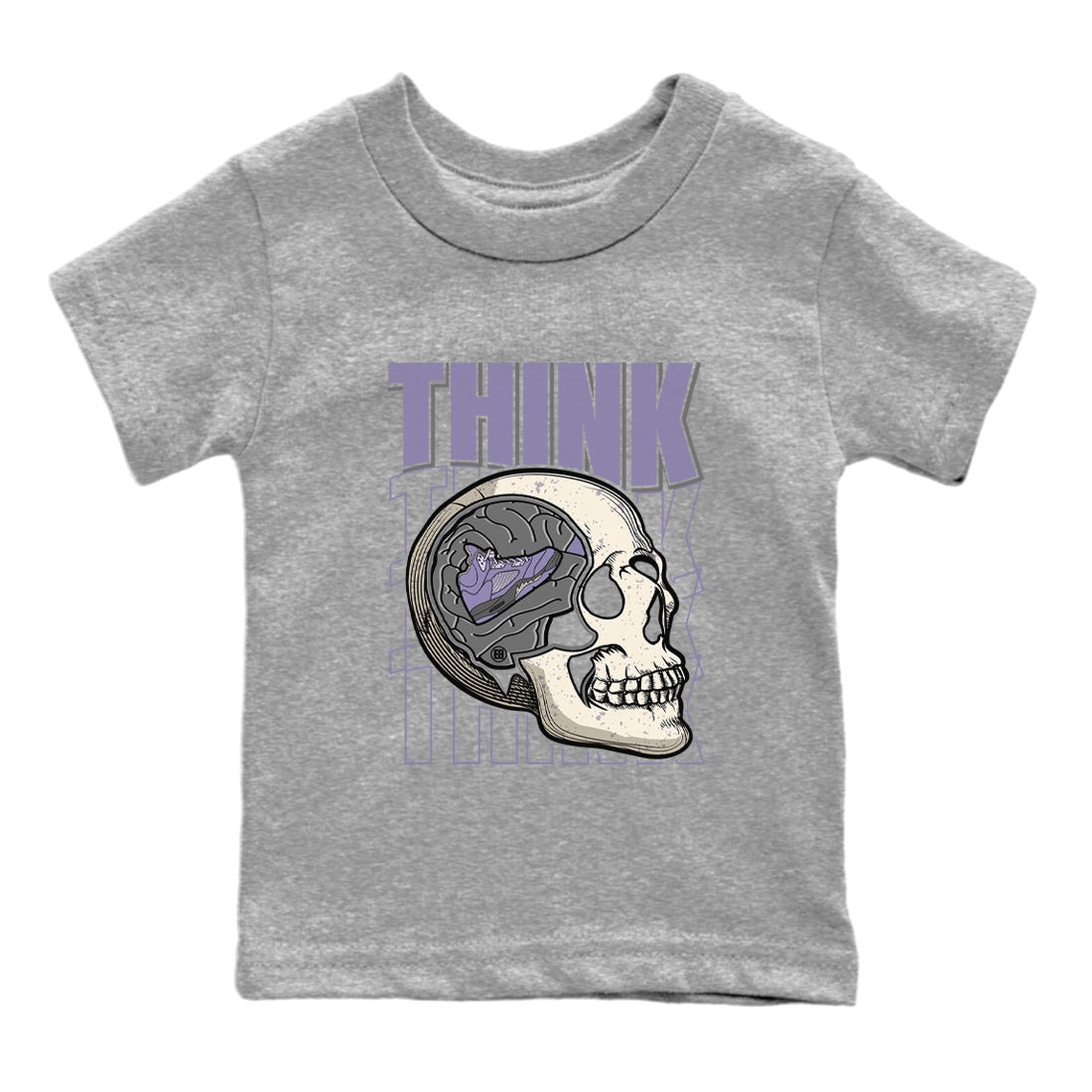 Air Jordan 5 Indigo Haze Sneaker Match Tees Think Think Think 5s Indigo Haze Tee Sneaker Release Tees Kids Shirts Heather Grey 2