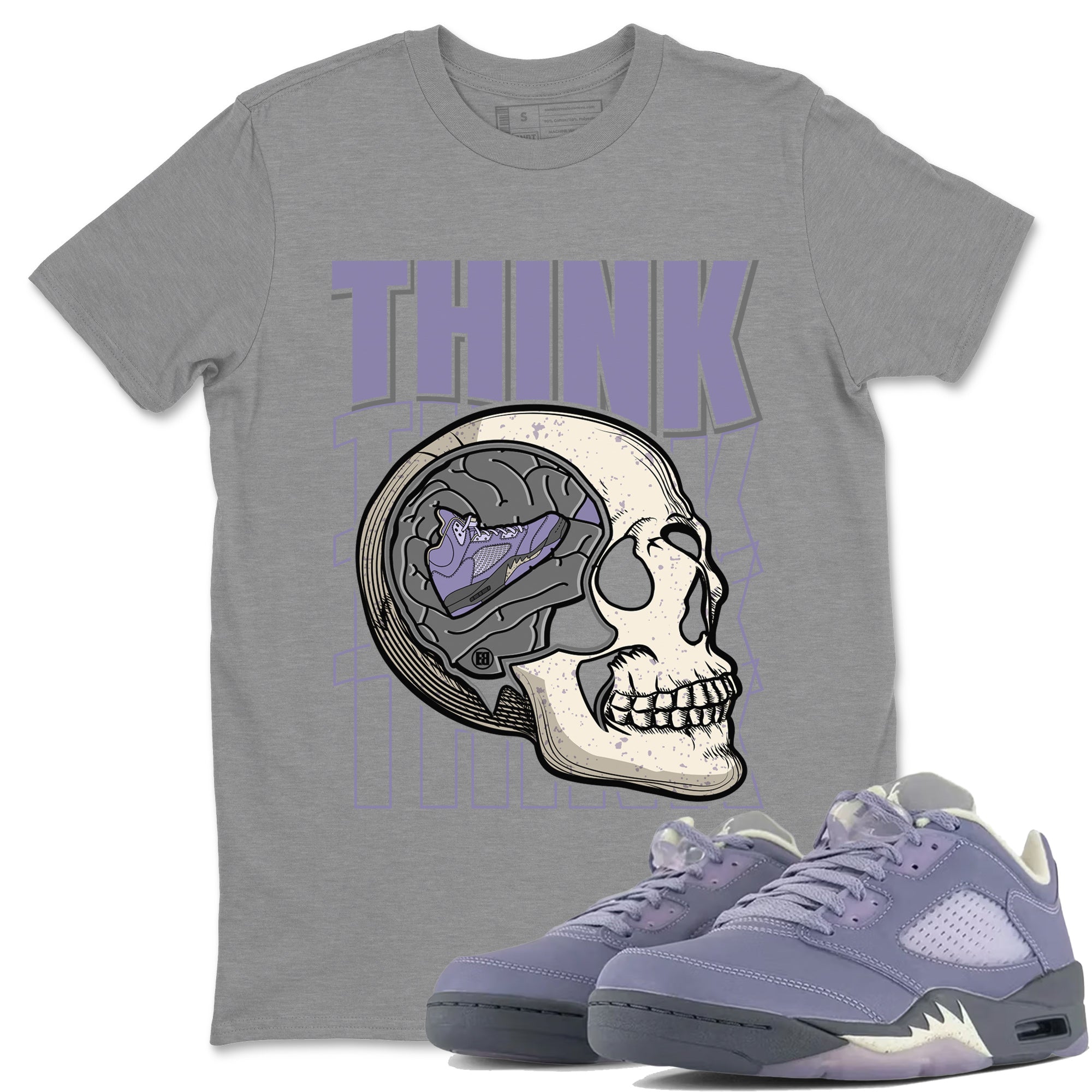Air Jordan 5 Indigo Haze Sneaker Match Tees Think Think Think 5s Indigo Haze Shirts Sneaker Release Tees Unisex Shirts Heather Grey 1