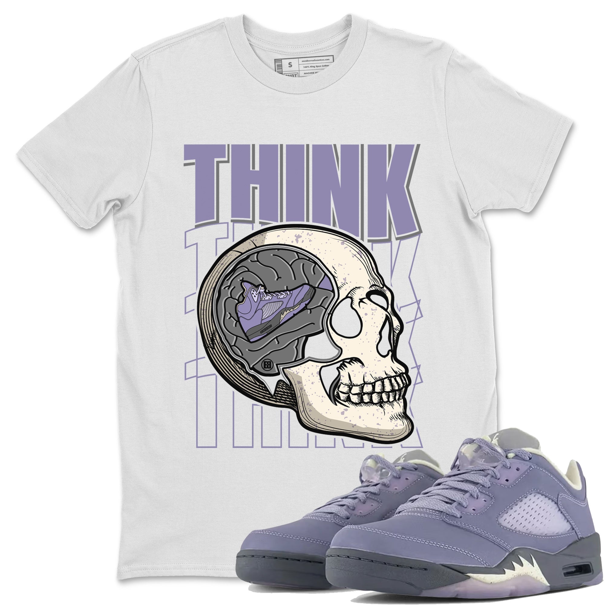 Air Jordan 5 Indigo Haze Sneaker Match Tees Think Think Think 5s Indigo Haze Shirts Sneaker Release Tees Unisex Shirts White 1
