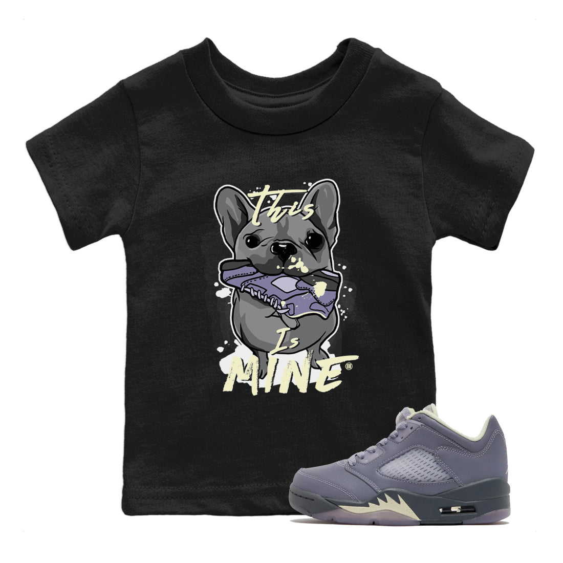 Air Jordan 5 Indigo Haze Sneaker Match Tees This Is Mine 5s Indigo Haze Shirts Sneaker Release Tees Kids Shirts Black 1