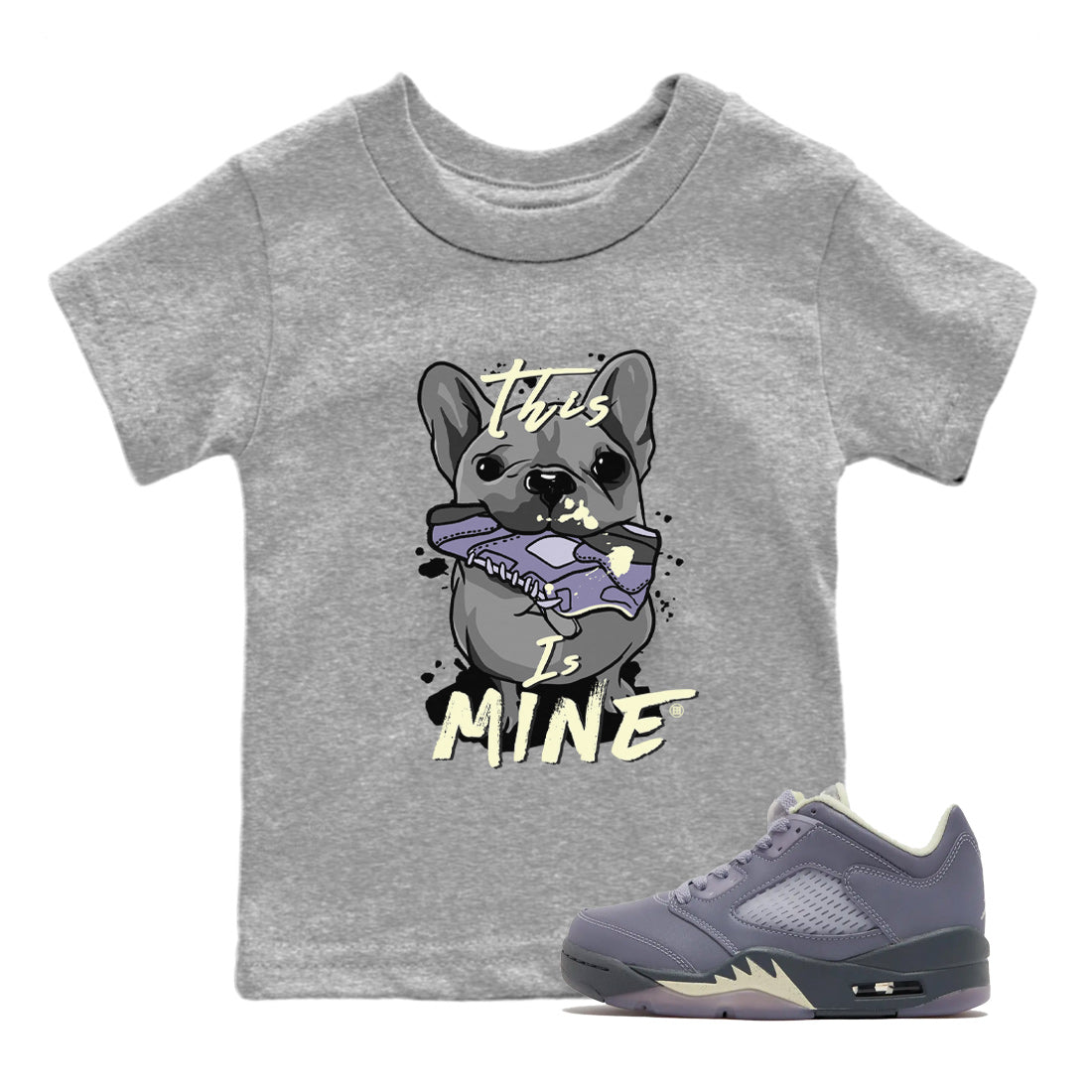 Air Jordan 5 Indigo Haze Sneaker Match Tees This Is Mine 5s Indigo Haze Shirts Sneaker Release Tees Kids Shirts Heather Grey 1