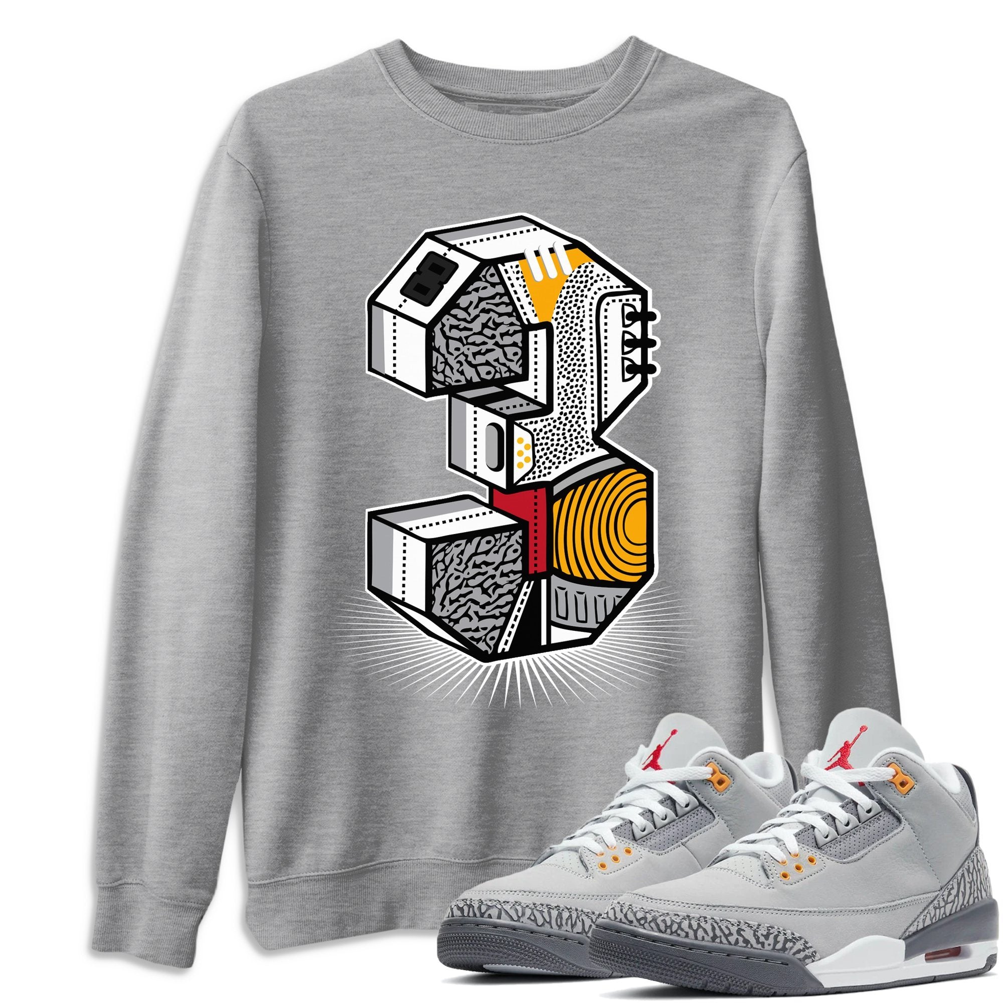 Jordan 3 Cool Grey Shirt To Match Jordans Three Statue Sneaker Tees Jordan 3 Cool Grey Drip Gear Zone Sneaker Matching Clothing Unisex Shirts