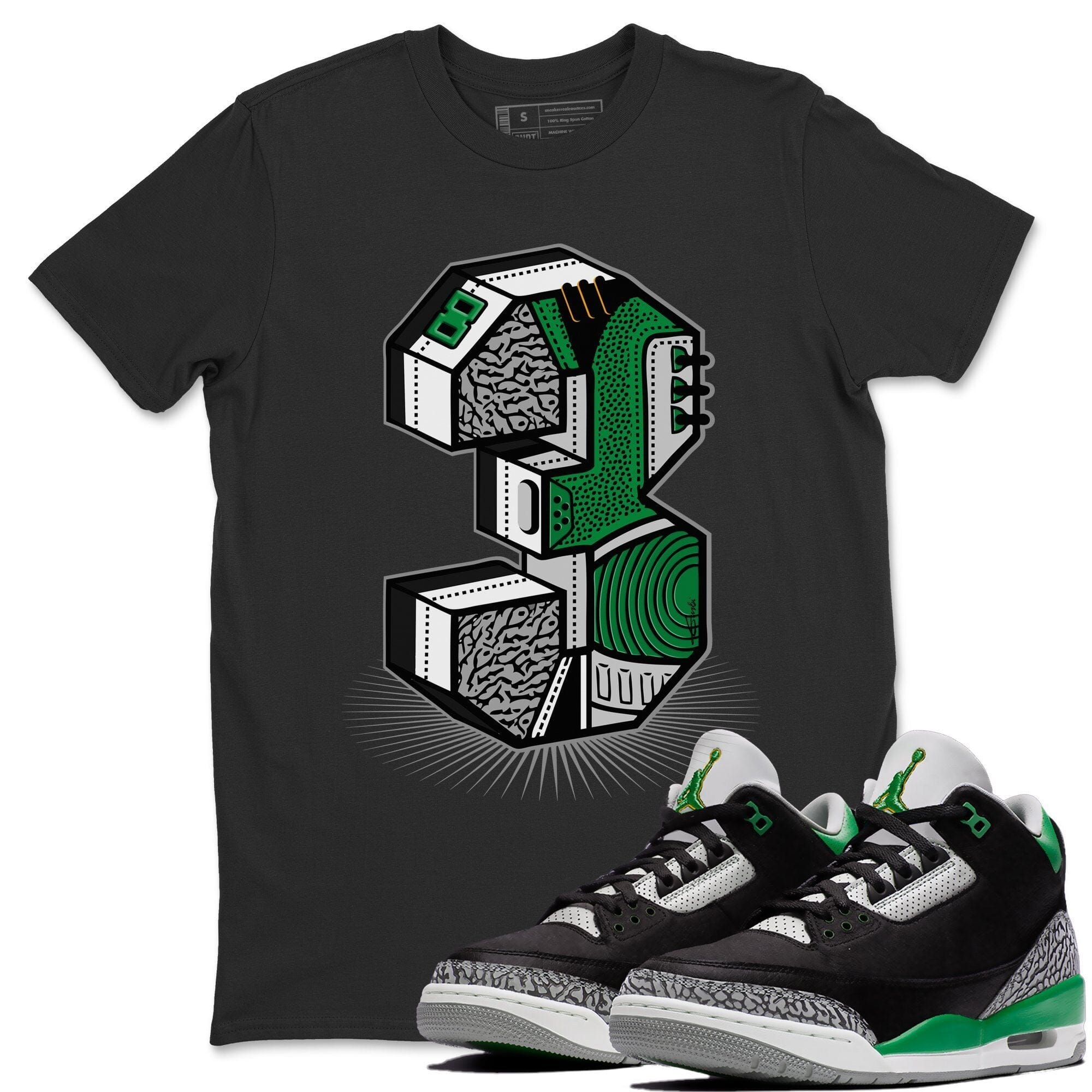 Jordan 3 Pine Green Shirt To Match Jordans Three Statue Sneaker Tees Jordan 3 Pine Green Drip Gear Zone Sneaker Matching Clothing Unisex Shirts