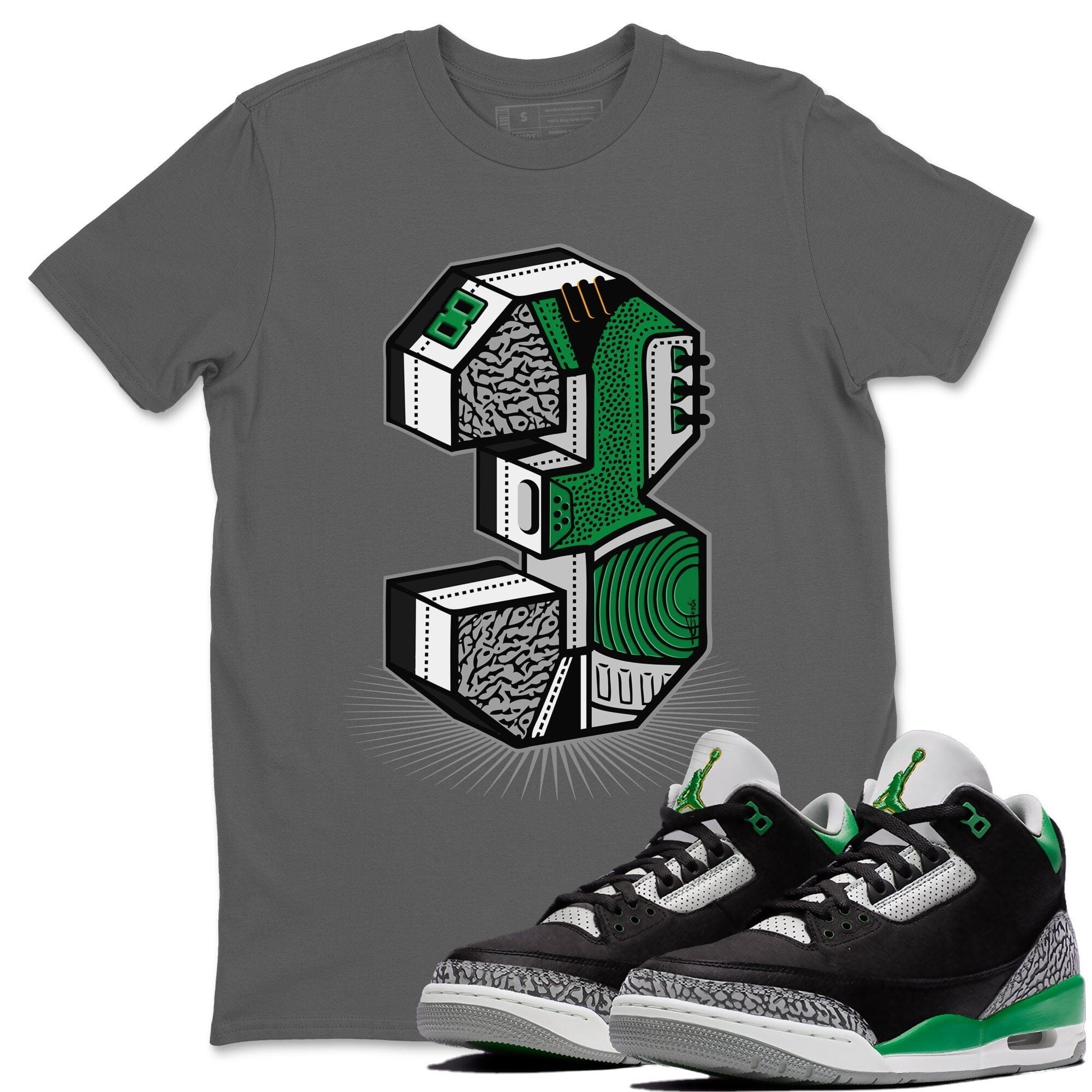 Jordan 3 Pine Green Shirt To Match Jordans Three Statue Sneaker Tees Jordan 3 Pine Green Drip Gear Zone Sneaker Matching Clothing Unisex Shirts