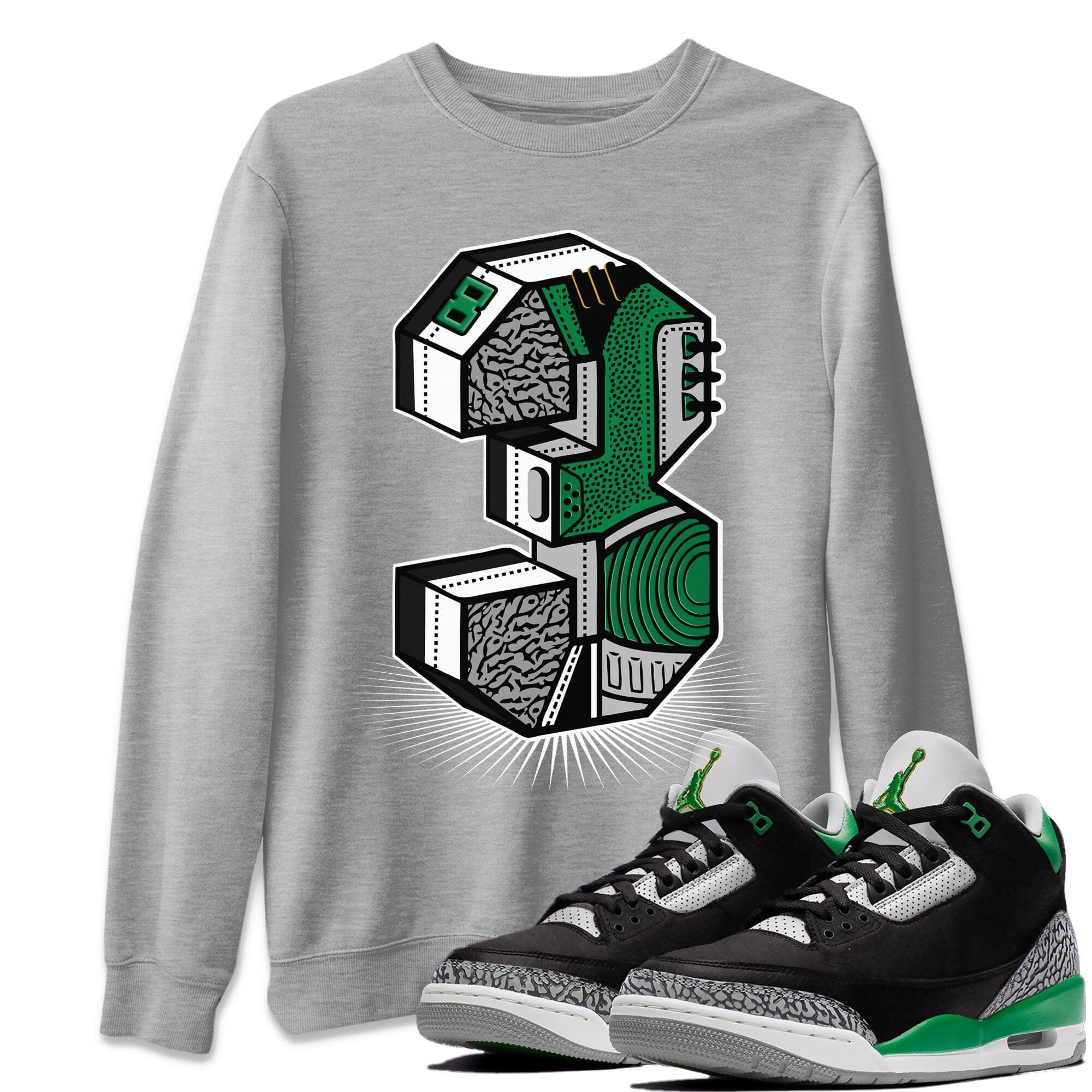 Jordan 3 Pine Green Shirt To Match Jordans Three Statue Sneaker Tees Jordan 3 Pine Green Drip Gear Zone Sneaker Matching Clothing Unisex Shirts