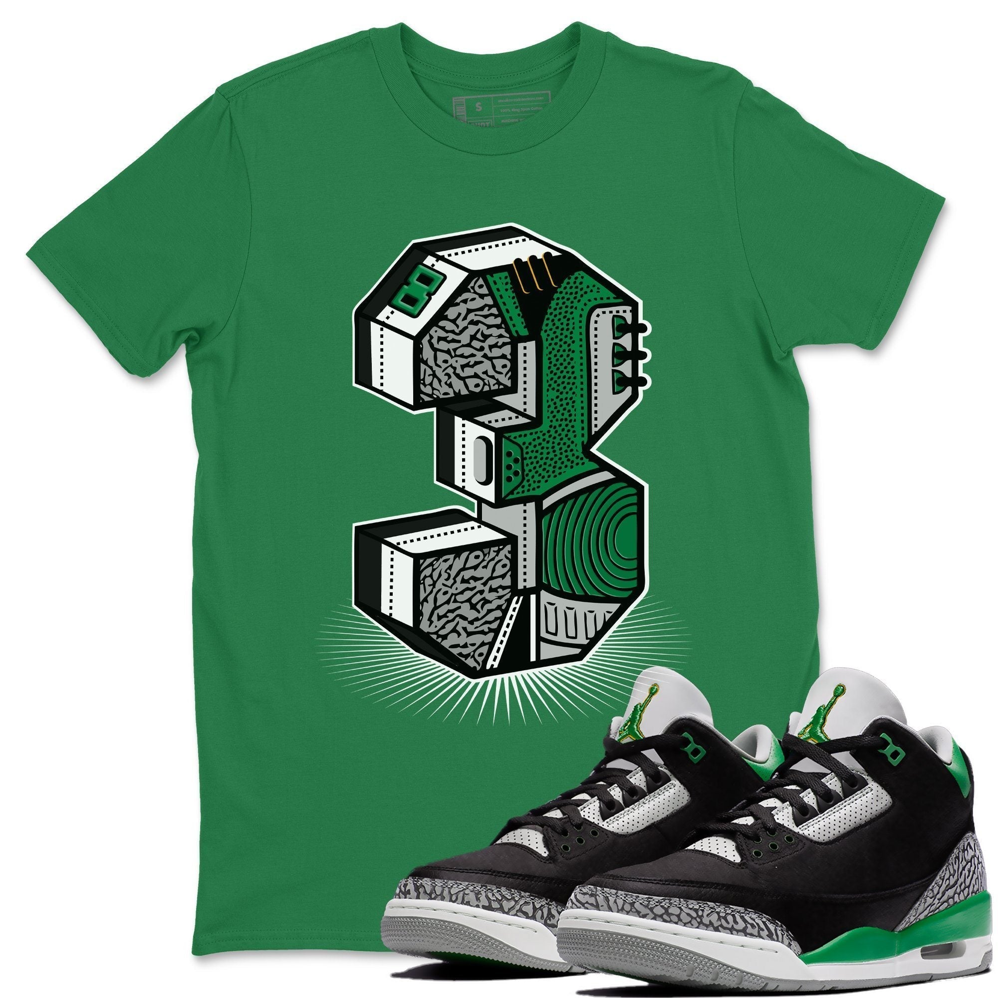 Jordan 3 Pine Green Shirt To Match Jordans Three Statue Sneaker Tees Jordan 3 Pine Green Drip Gear Zone Sneaker Matching Clothing Unisex Shirts