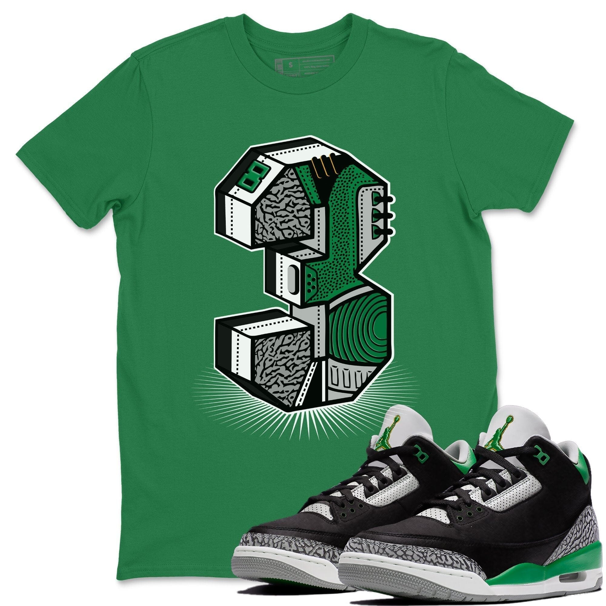 Jordan 3 Pine Green Shirt To Match Jordans Three Statue Sneaker Tees Jordan 3 Pine Green Drip Gear Zone Sneaker Matching Clothing Unisex Shirts