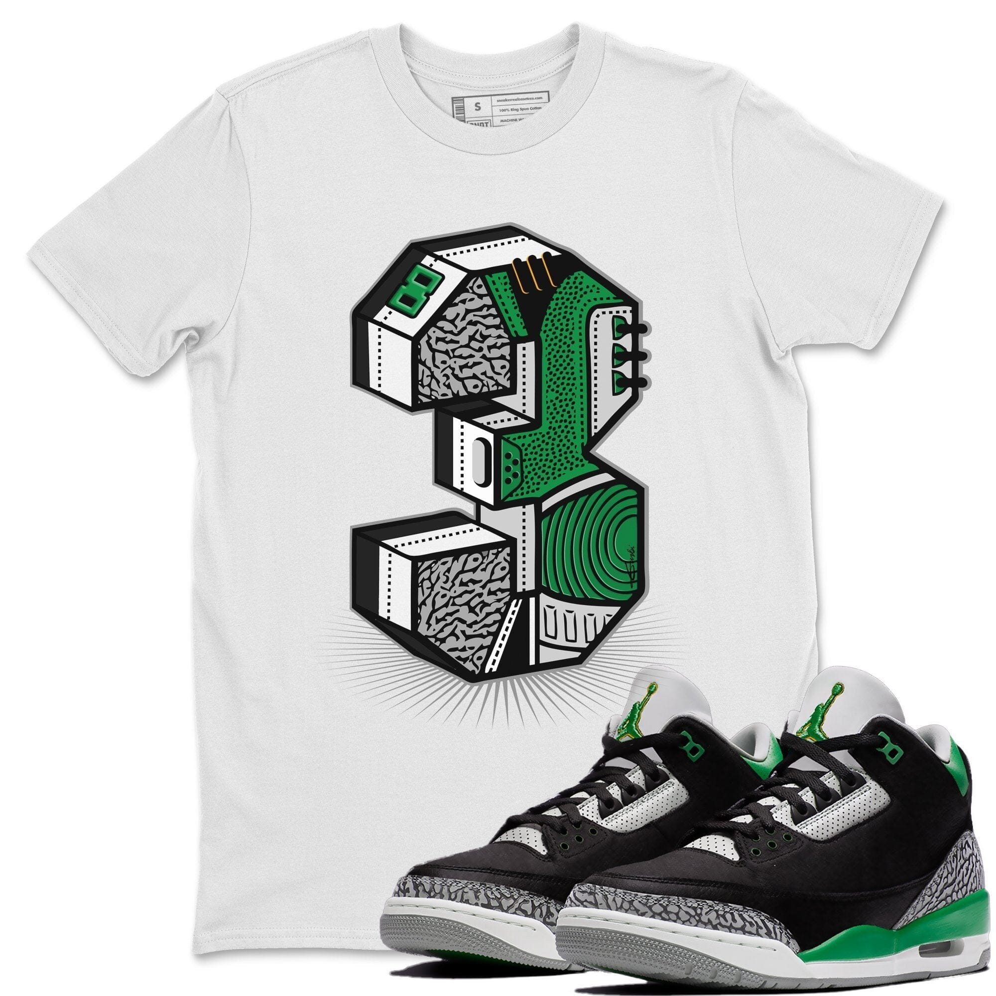 Jordan 3 Pine Green Shirt To Match Jordans Three Statue Sneaker Tees Jordan 3 Pine Green Drip Gear Zone Sneaker Matching Clothing Unisex Shirts
