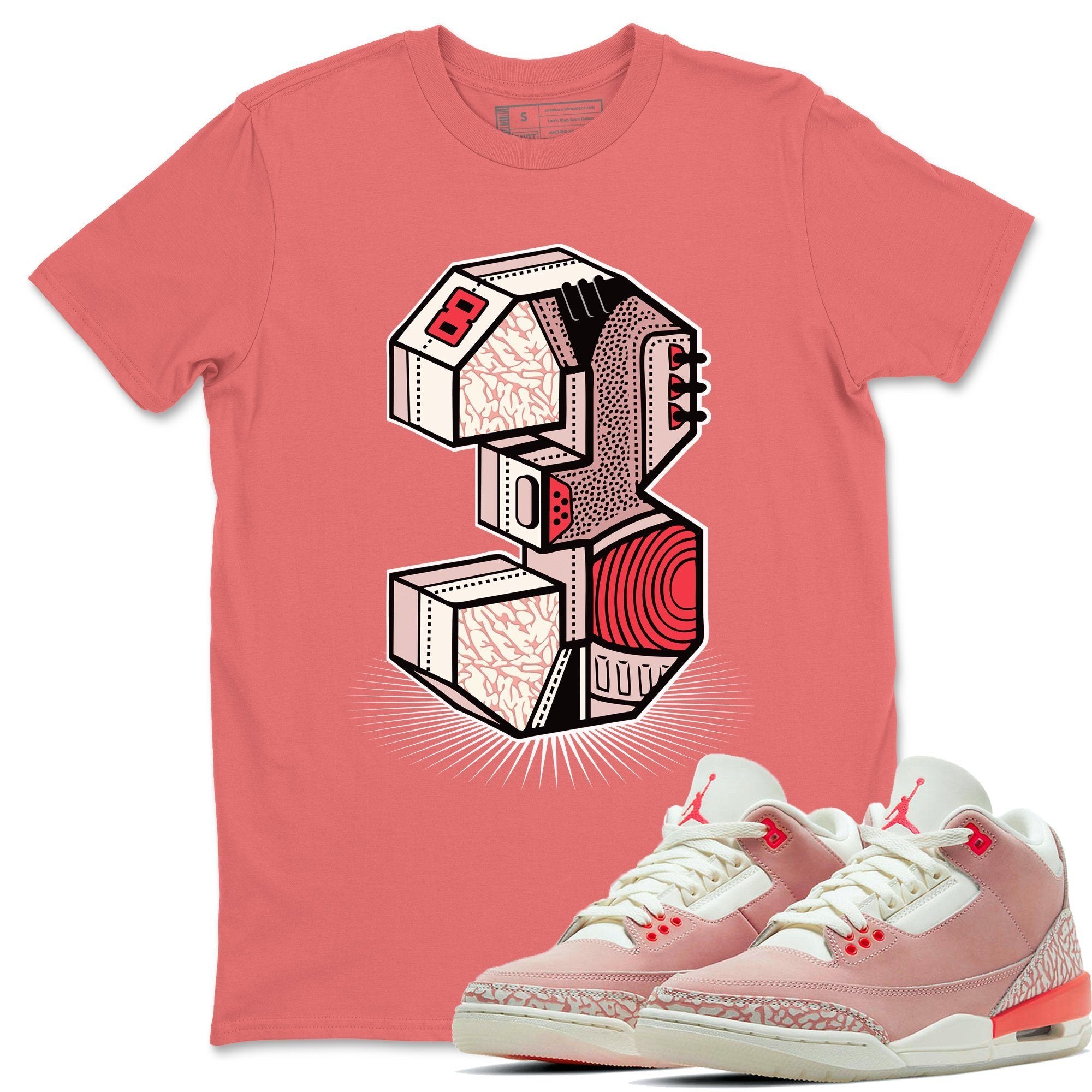 Three Statue Unisex Adult Tops - Air Jordan 3 Rust Pink