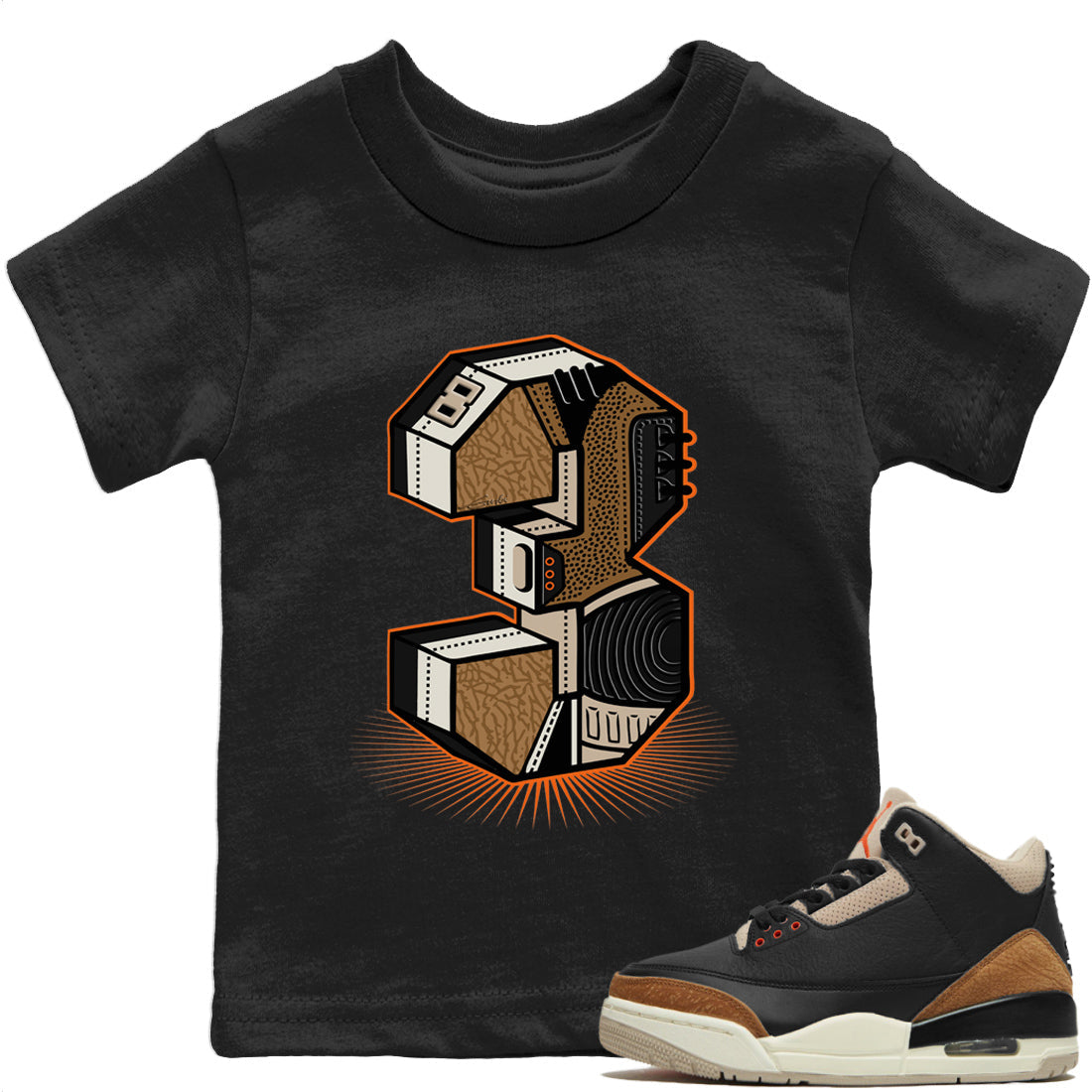 Jordan 3 Desert Elephant Sneaker Matching T-Shirt Three Statue Sneaker Tees Jordan 3 Desert Elephant Sneaker Release Tees Kids Shirts