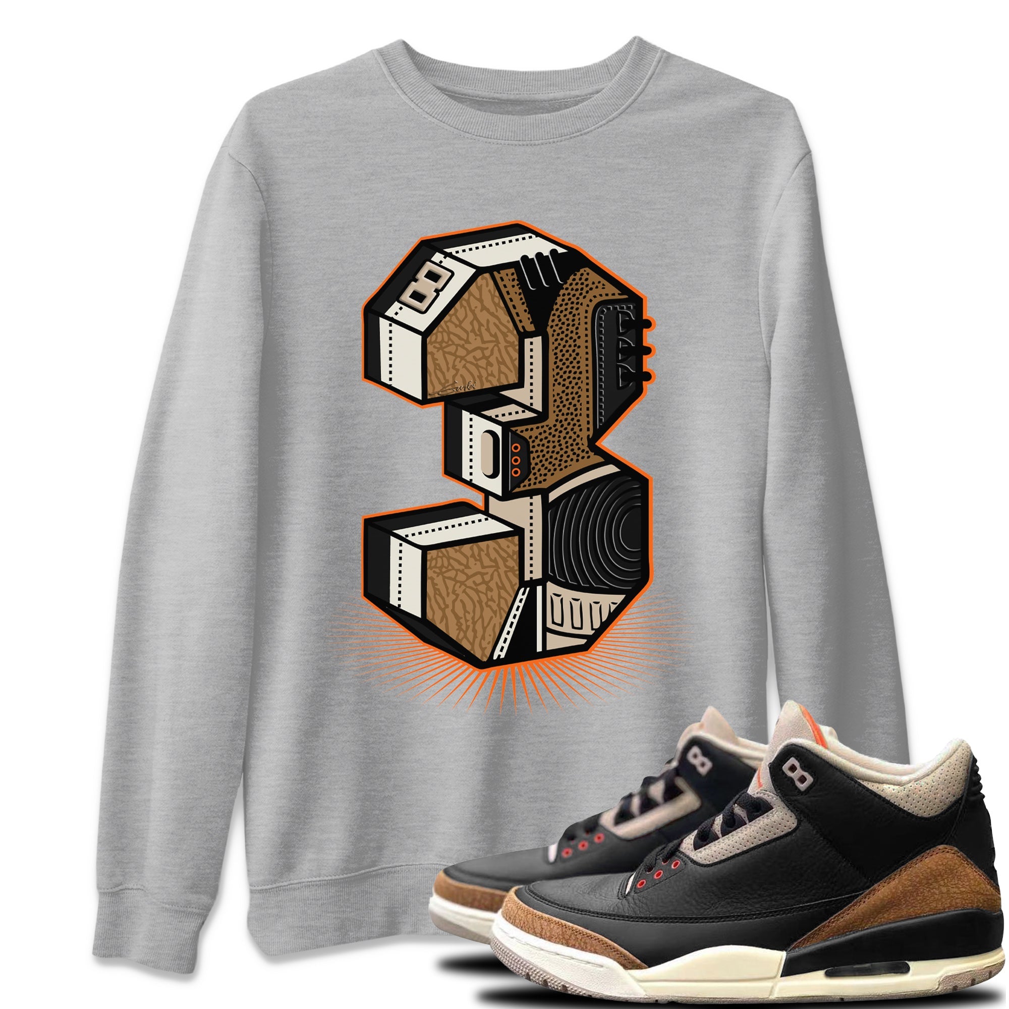 Jordan 3 Desert Elephant Sneaker Matching T-Shirt Three Statue Sneaker Tees Jordan 3 Desert Elephant Sneaker Release Tees Crew Neck Tees