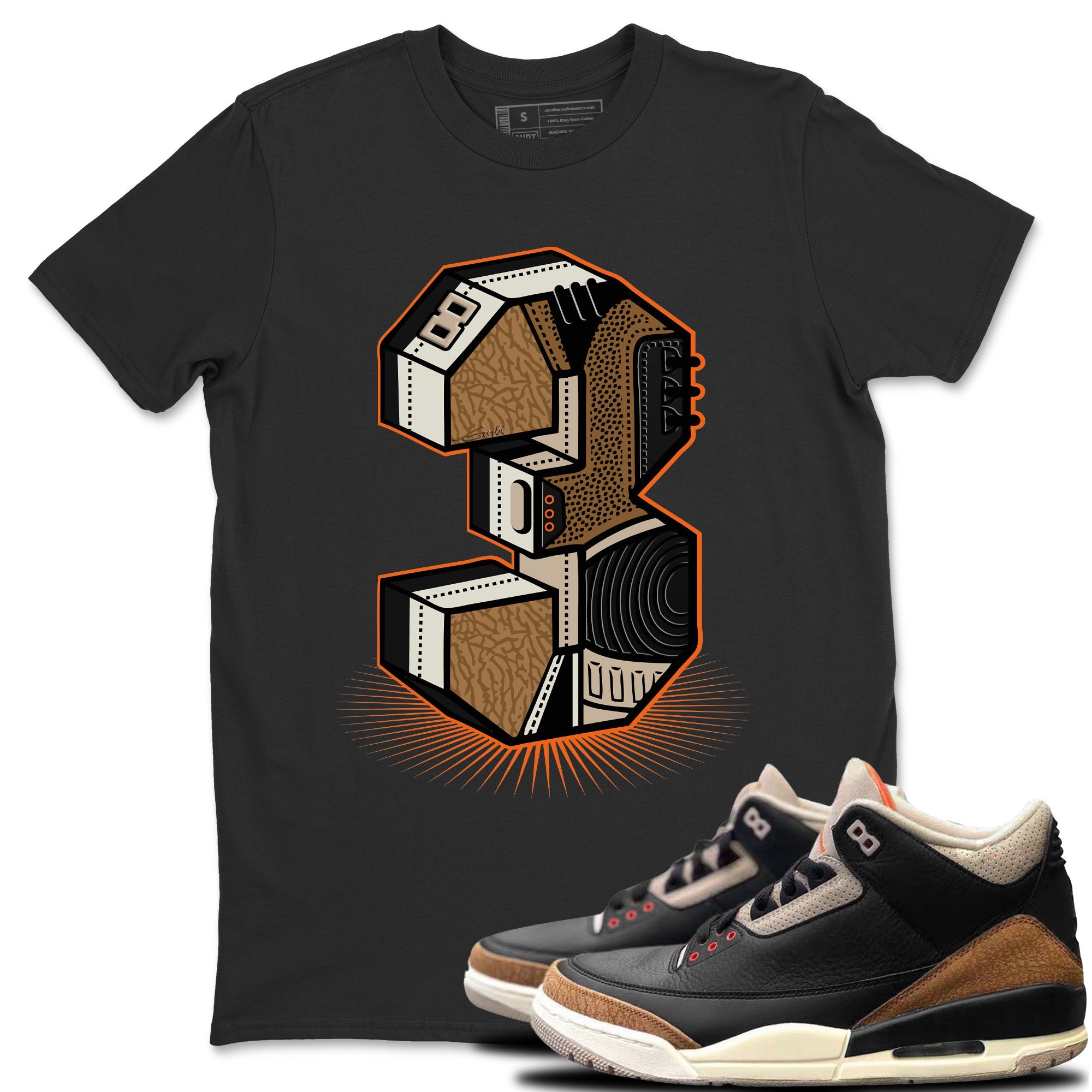 Jordan 3 Desert Elephant Sneaker Matching T-Shirt Three Statue Sneaker Tees Jordan 3 Desert Elephant Sneaker Release Tees Crew Neck Tees