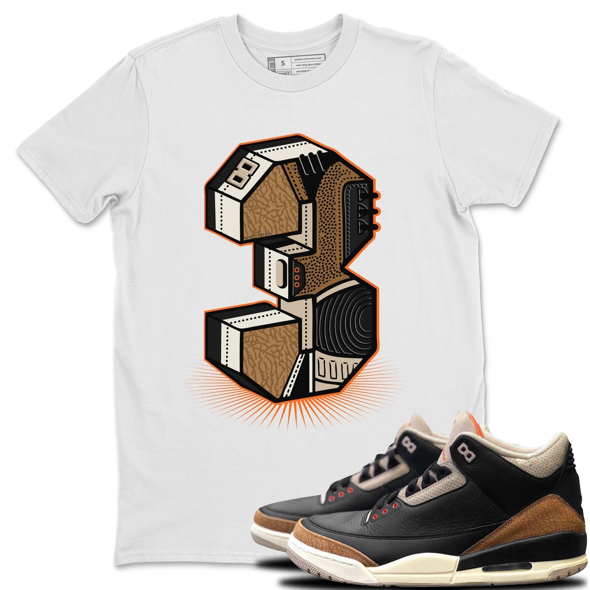 Jordan 3 Desert Elephant Sneaker Matching T-Shirt Three Statue Sneaker Tees Jordan 3 Desert Elephant Sneaker Release Tees Crew Neck Tees
