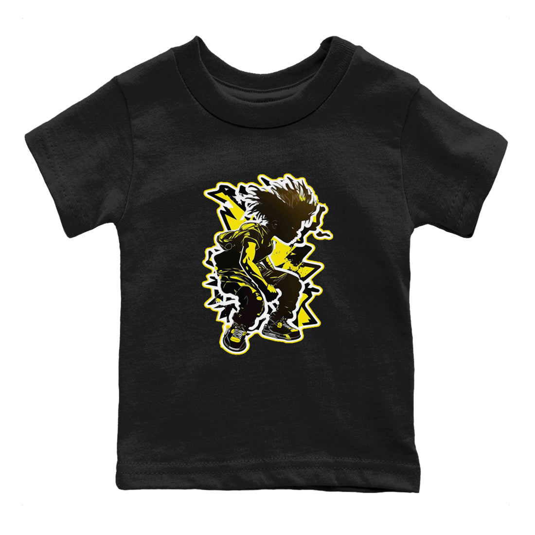 Air Jordan 4 Thunder Sneaker Match Tees Thunder boy Streetwear Sneaker Shirt Yellow AJ4 Thunder Sneaker Release Tees Kids Shirts Black 2
