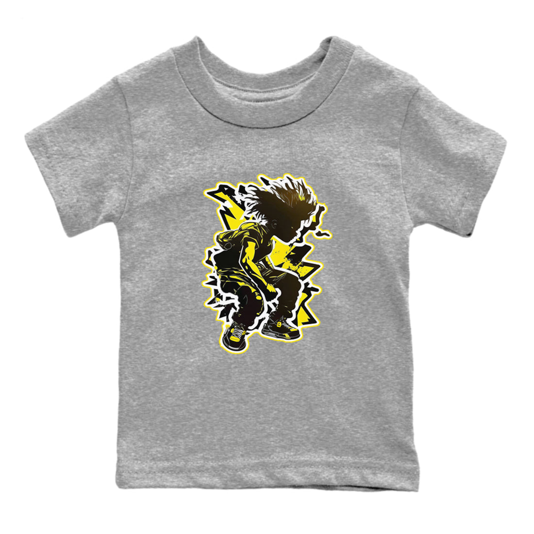 Air Jordan 4 Thunder Sneaker Match Tees Thunder boy Streetwear Sneaker Shirt Yellow AJ4 Thunder Sneaker Release Tees Kids Shirts Heather Grey 2