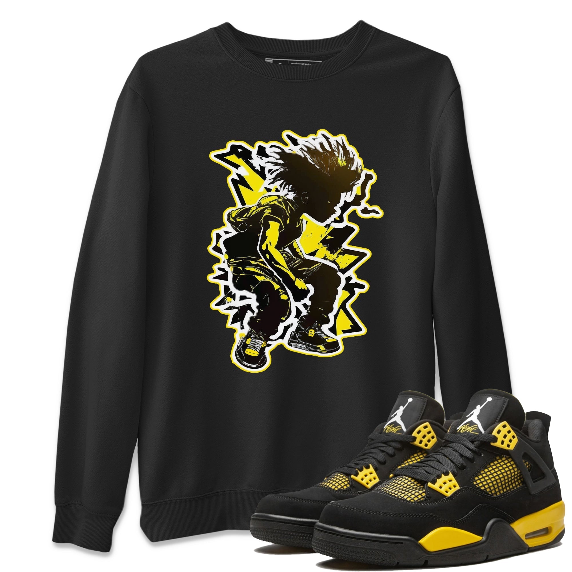 Air Jordan 4 Thunder Sneaker Match Tees Thunder boy Streetwear Sneaker Shirt Yellow AJ4 Thunder Sneaker Release Tees Unisex Shirts Black 1