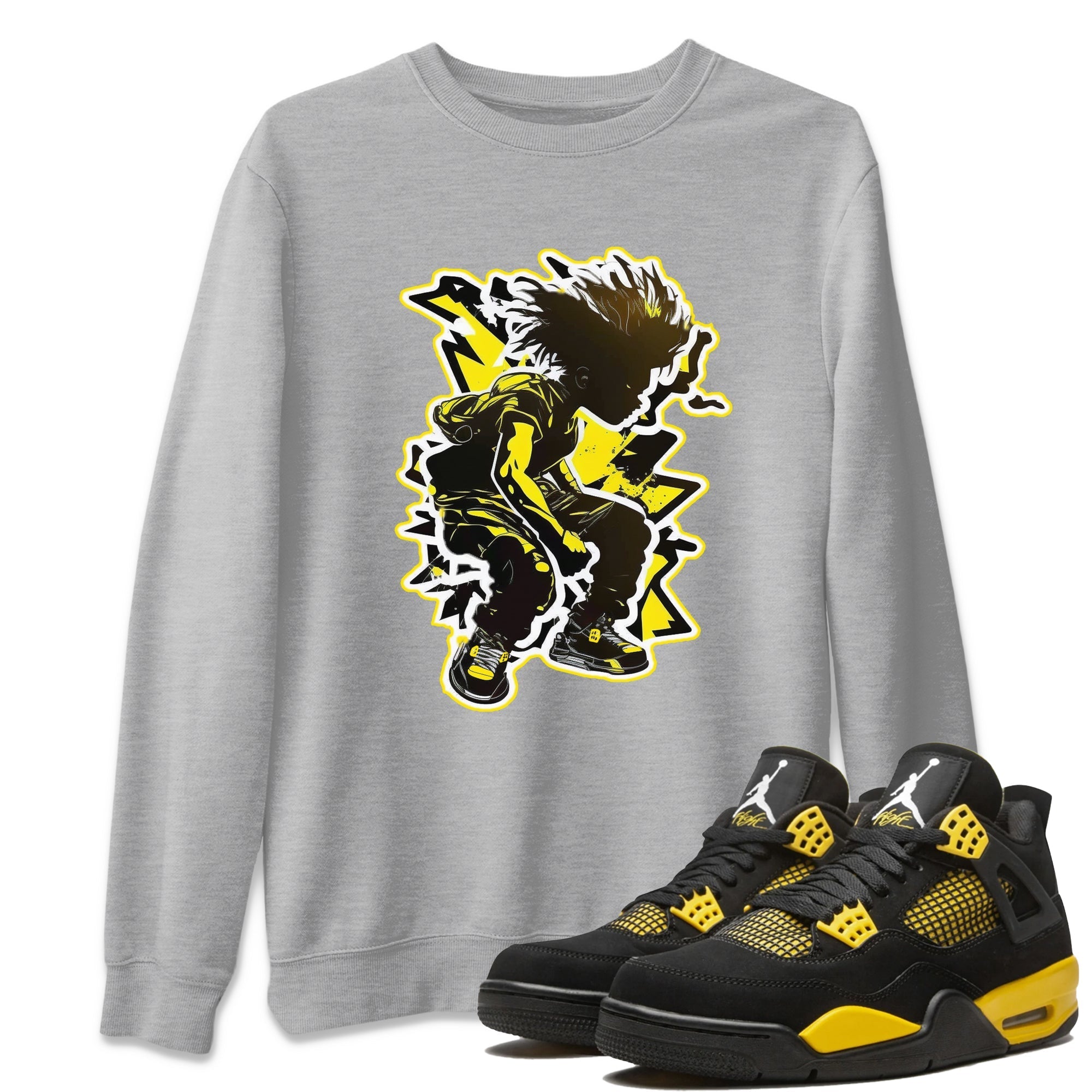 Air Jordan 4 Thunder Sneaker Match Tees Thunder boy Streetwear Sneaker Shirt Yellow AJ4 Thunder Sneaker Release Tees Unisex Shirts Heather Grey 1